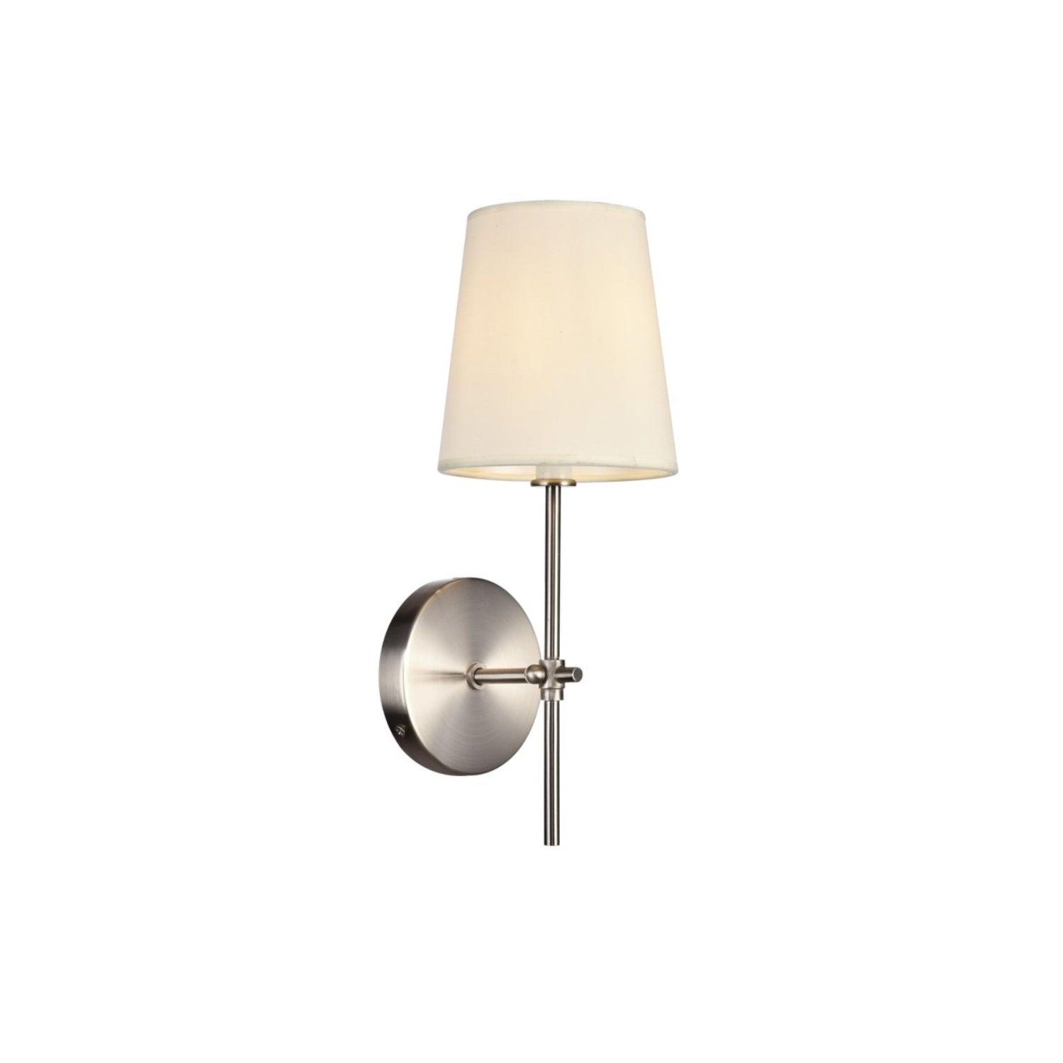 Elegant Lighting LD6004W6 Mel Wall Sconce, 15in Tall, Fabric Shade, Burnished Nickel, Metal