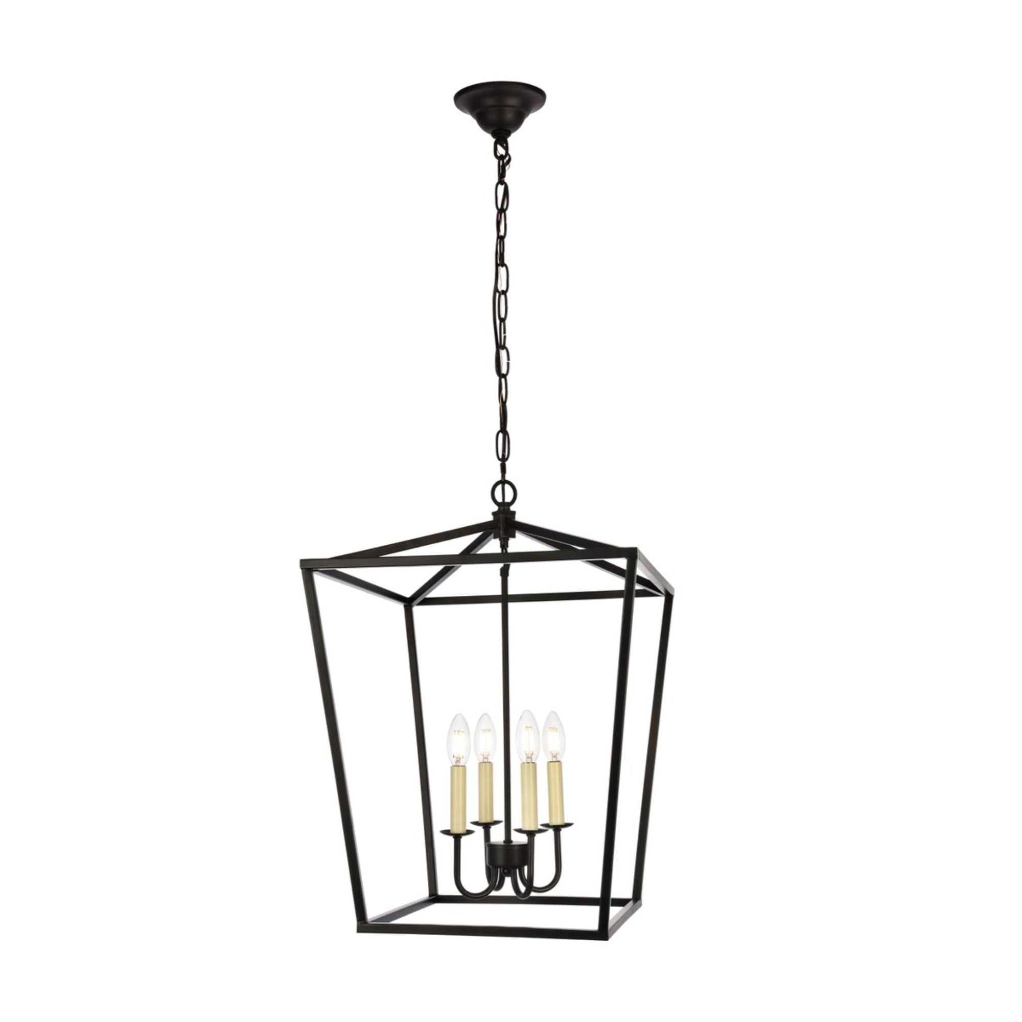 Elegant Lighting 4 Light Pendant Lamp Black Metal 17in D x 24.25in H Model LD6008D17BK