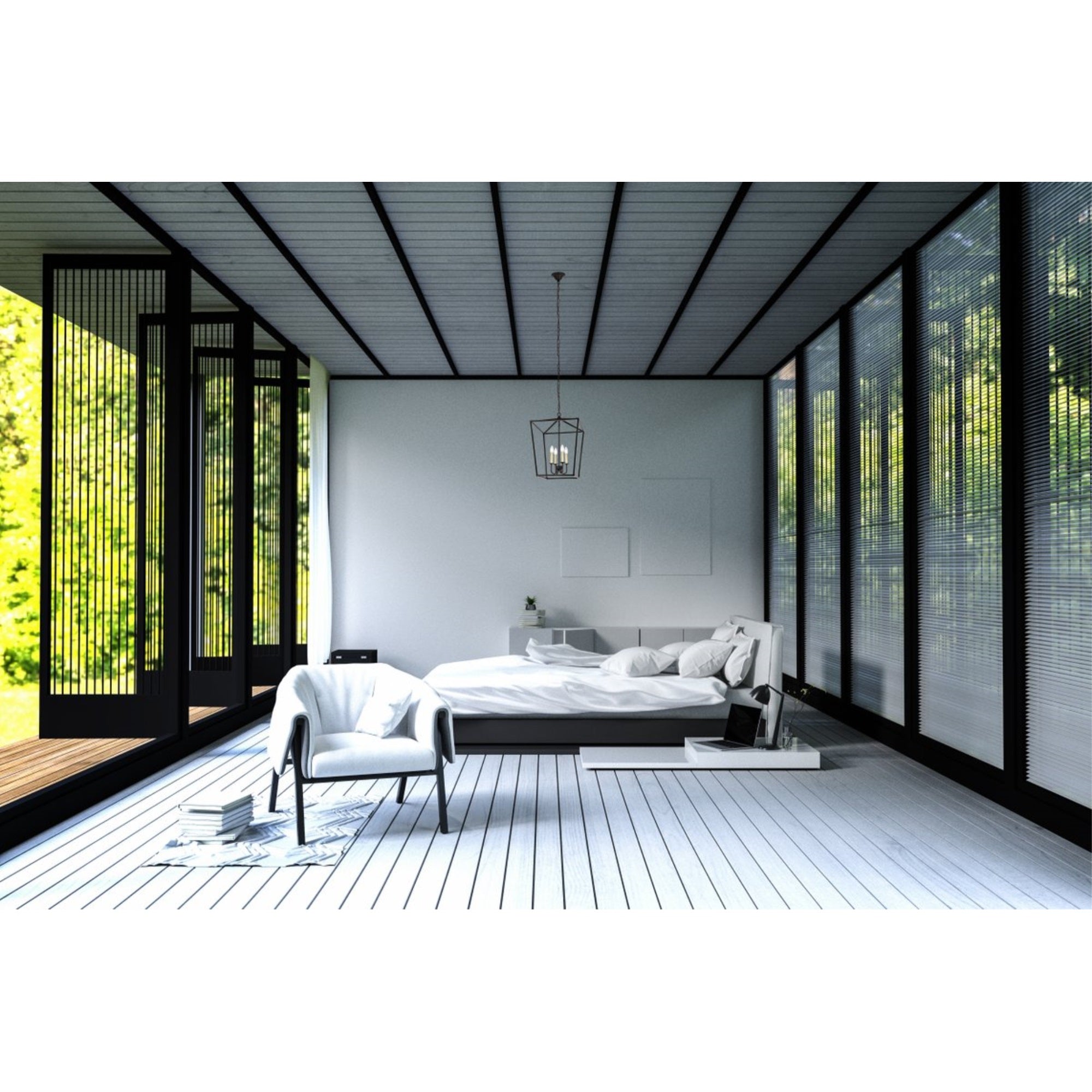 Elegant Lighting 4 Light Pendant Lamp Black Metal 17in D x 24.25in H Model LD6008D17BK