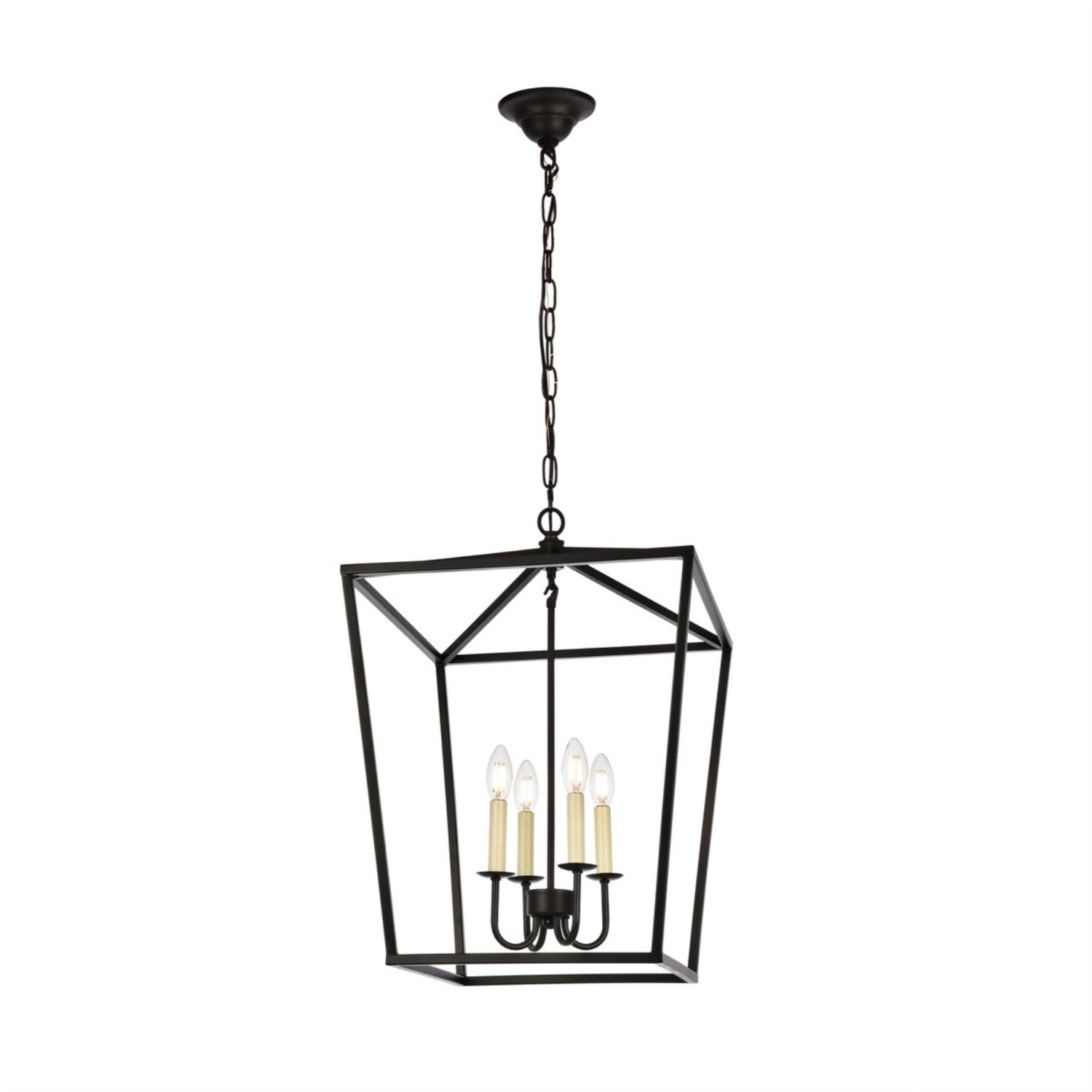 Elegant Lighting 4 Light Pendant Lamp Black Metal 17in D x 24.25in H Model LD6008D17BK