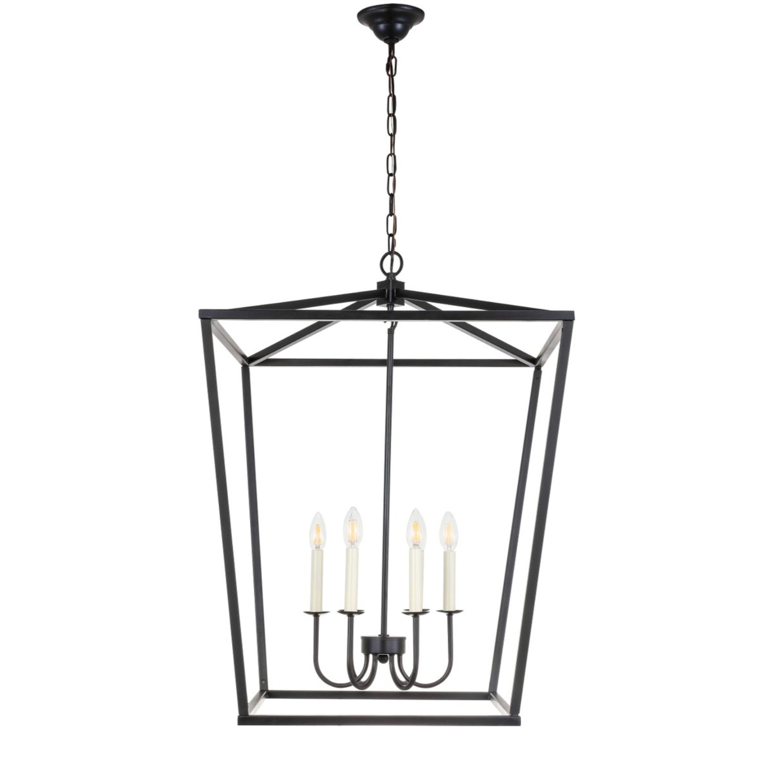 Living District Maddox 6-Light Black Metal Chandelier - Modern Ceiling Fixture