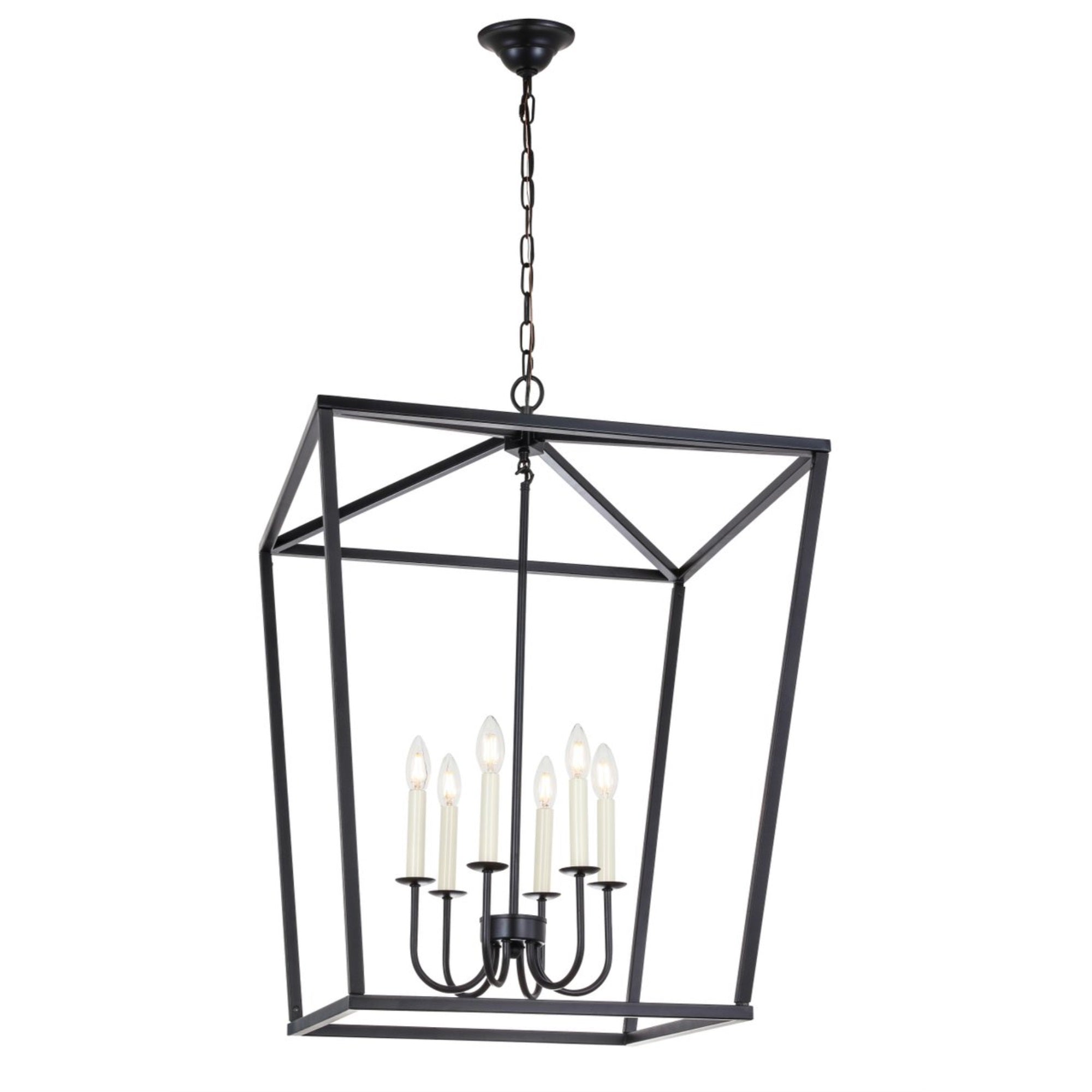 Living District Maddox 6-Light Black Metal Chandelier - Modern Ceiling Fixture