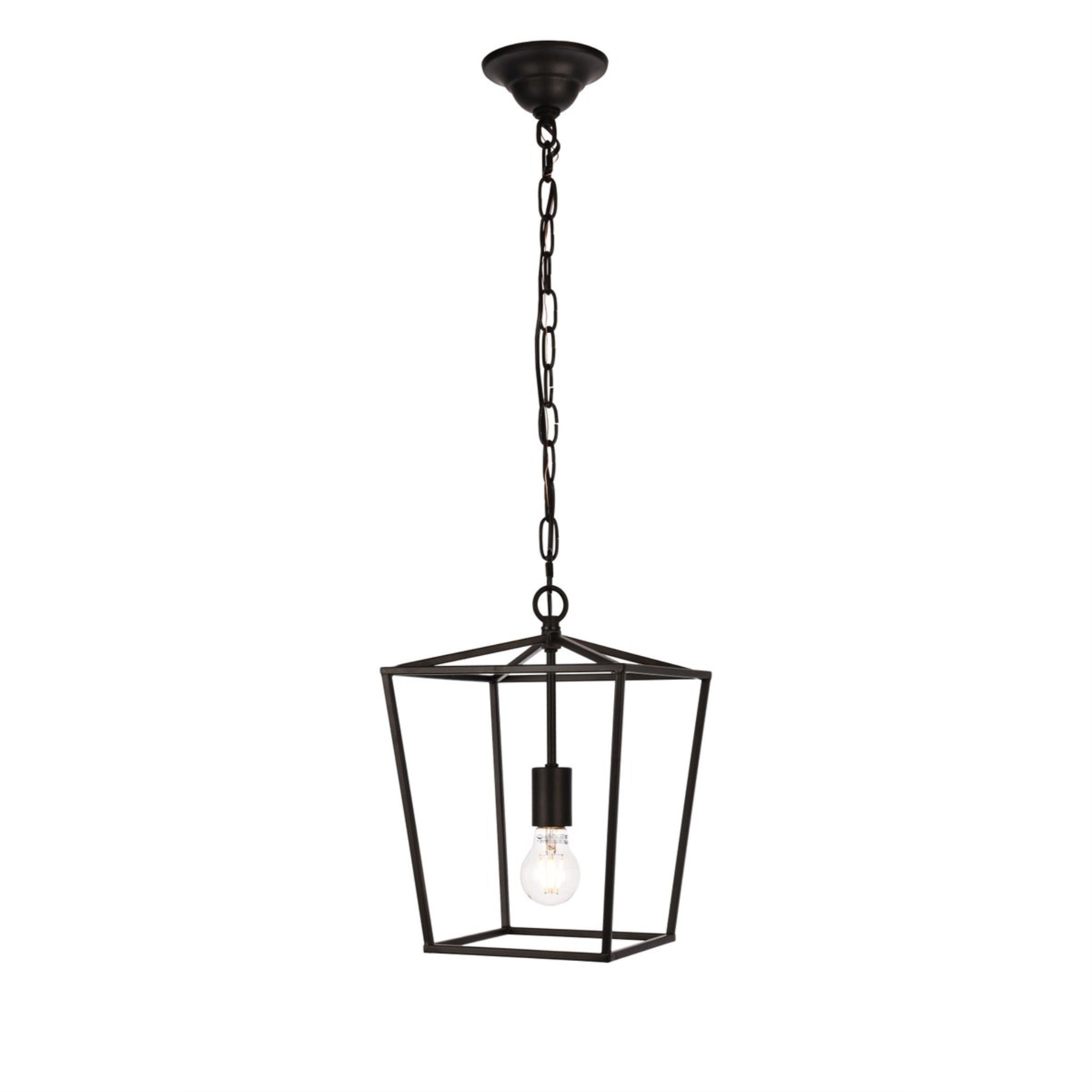 Elegant Lighting Maddox Collection Pendant Lamp, Metal, 9.75inD x 14.5inH, Black Finish, Model LD6008D9BK