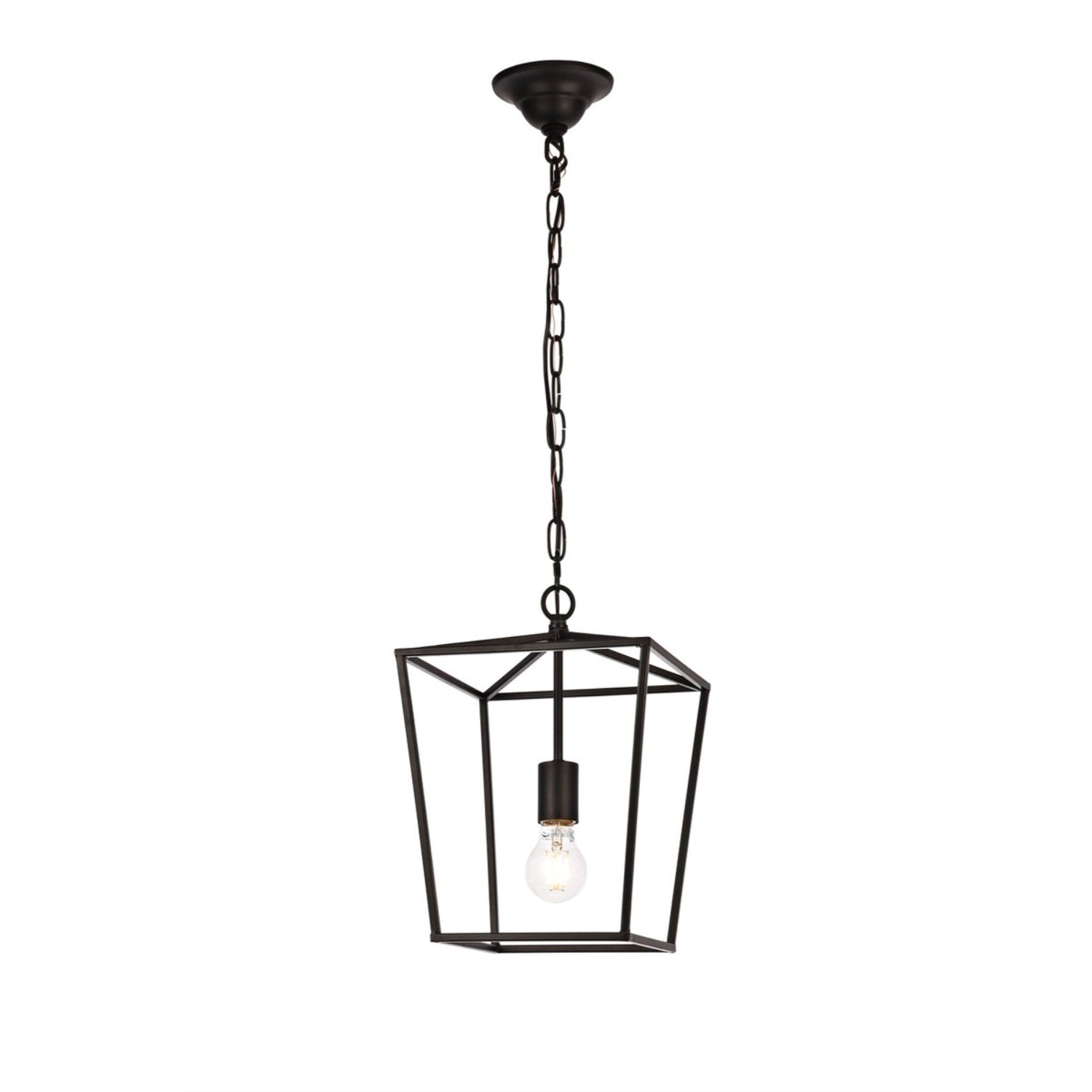 Elegant Lighting Maddox Collection Pendant Lamp, Metal, 9.75inD x 14.5inH, Black Finish, Model LD6008D9BK