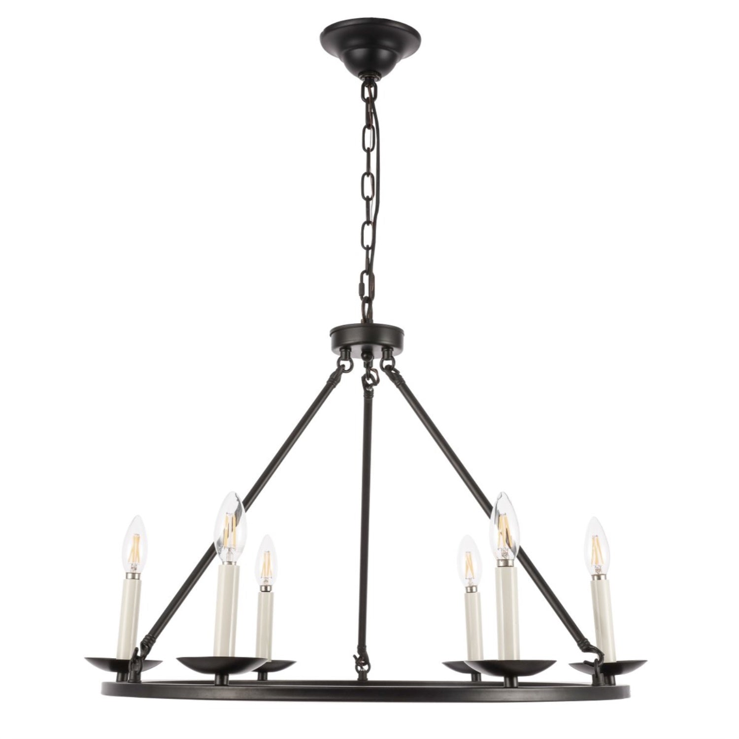Elegant Lighting Maine 6-Light Chandelier, Metal, Black, Model LD6010D26BK