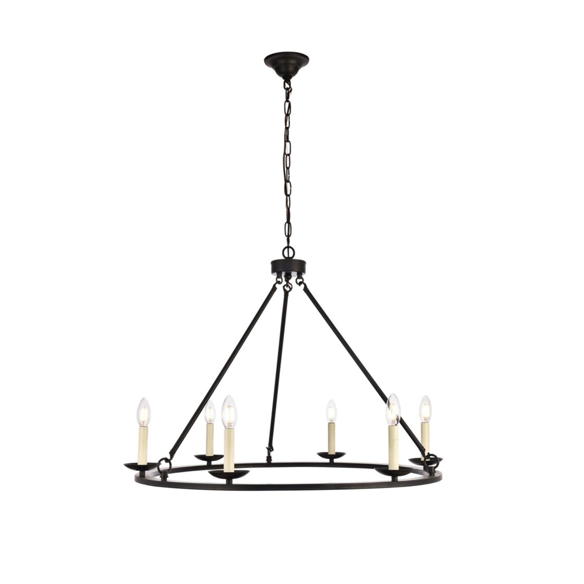 Elegant Lighting Maine 6-Light Chandelier, Black Finish, 32.4inD x 23.25inH, Model LD6010D32BK, Metal