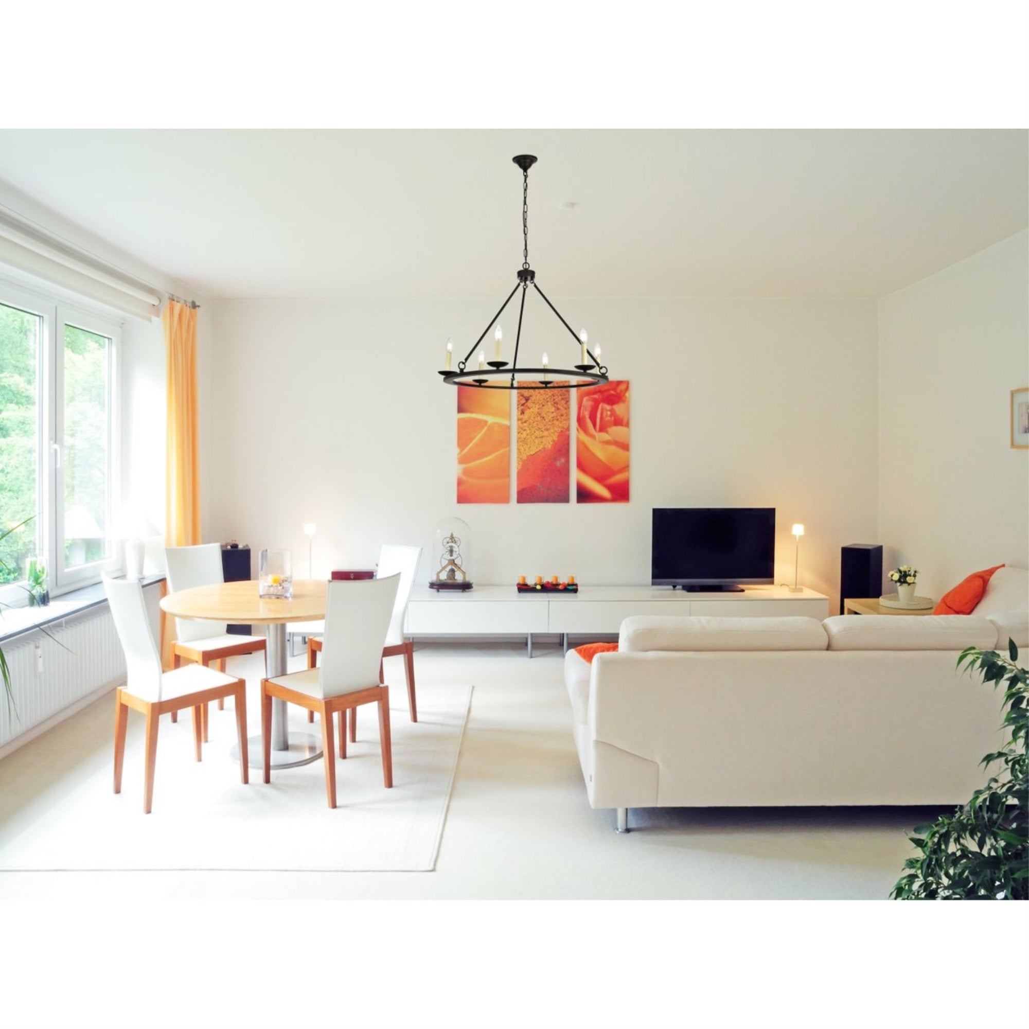 Elegant Lighting Maine 6-Light Chandelier, Black Finish, 32.4inD x 23.25inH, Model LD6010D32BK, Metal