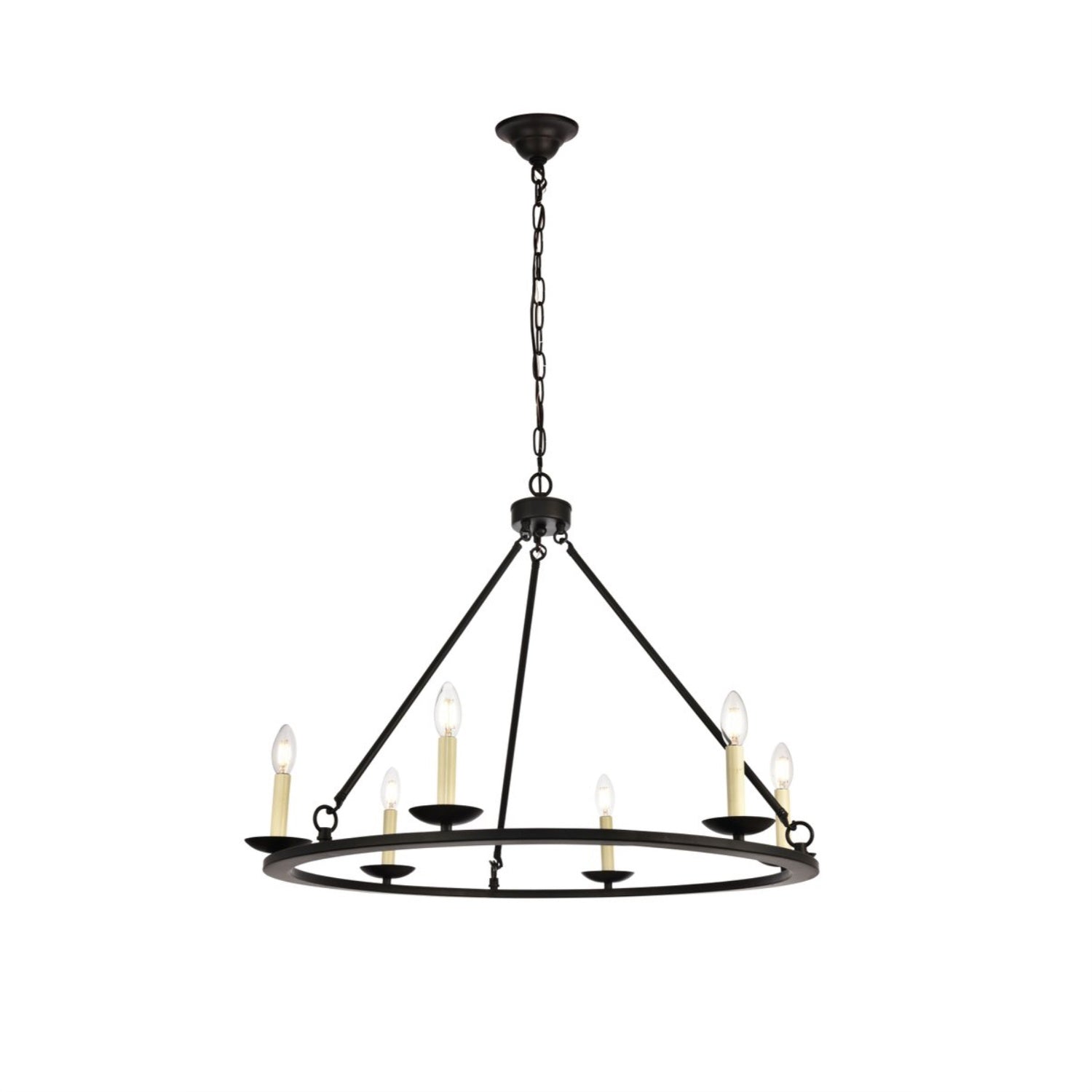 Elegant Lighting Maine 6-Light Chandelier, Black Finish, 32.4inD x 23.25inH, Model LD6010D32BK, Metal