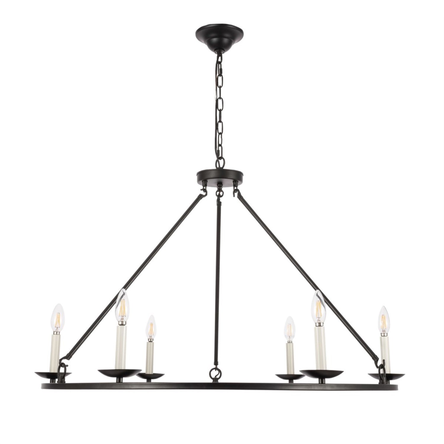 Elegant Lighting Maine 6-Light Metal Chandelier, Black Finish, Model LD6010D36BK
