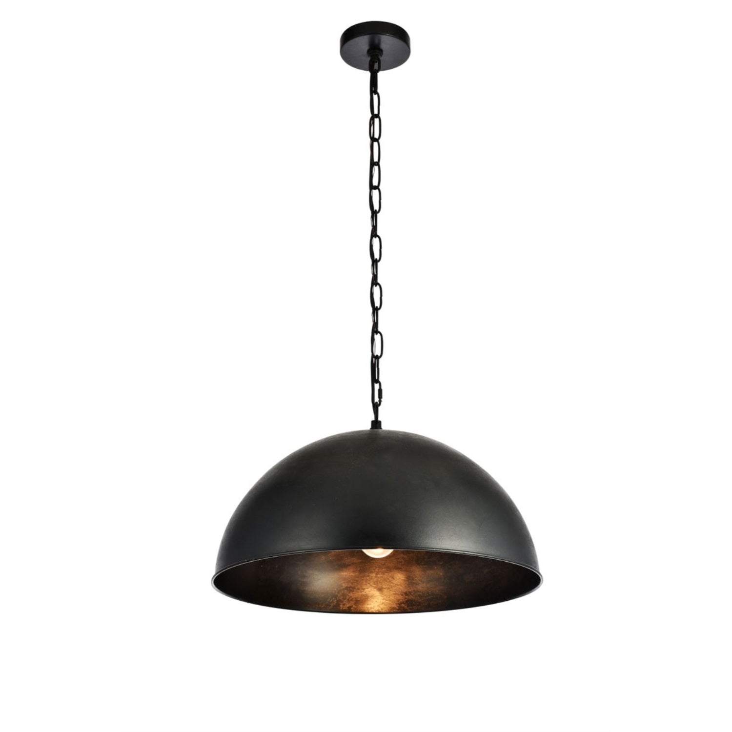 Elegant Lighting Living District Merce 1-Light Transitional Metal Pendant In Vintage Black
