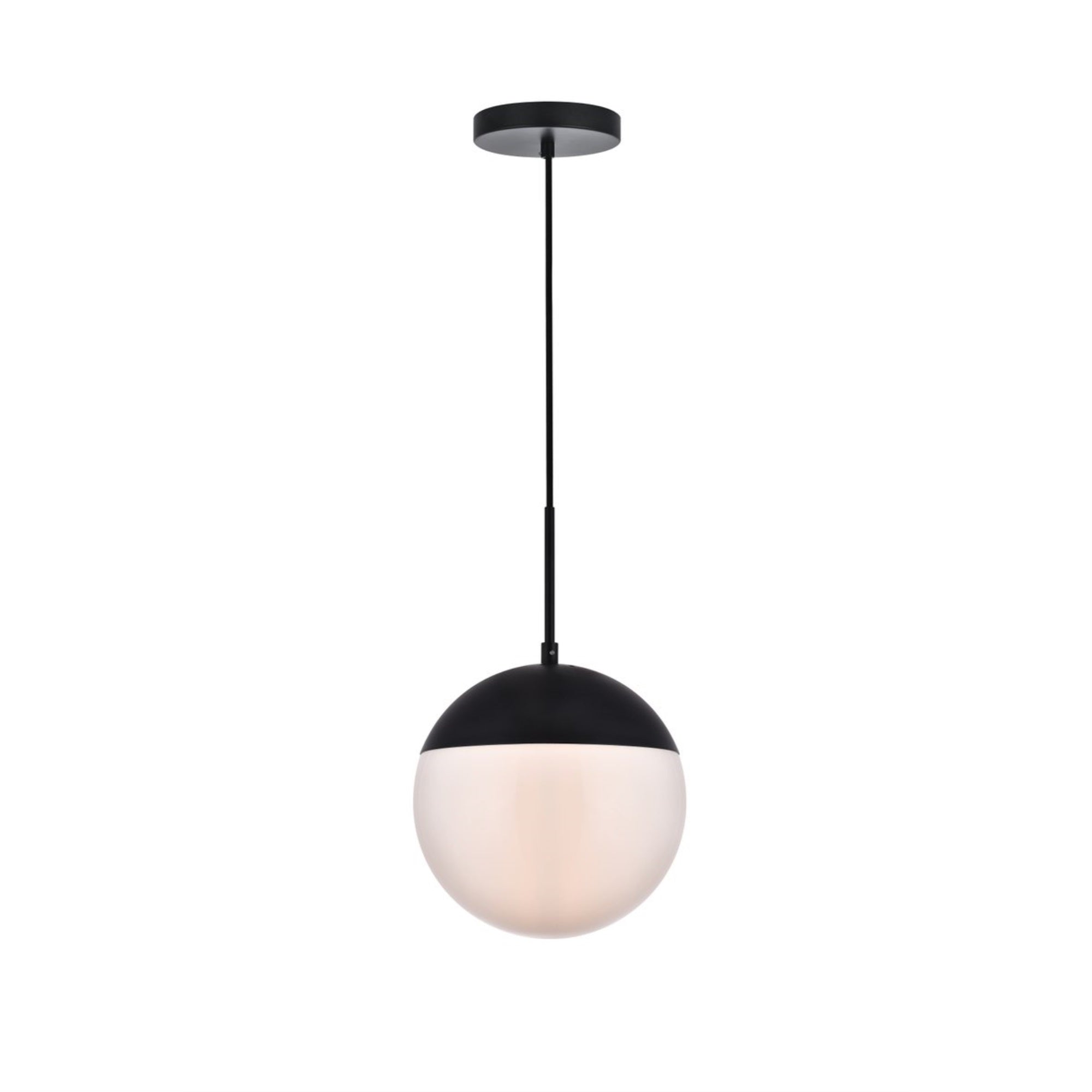 Elegant Lighting Eclipse Black Pendant Light with Frosted White Glass