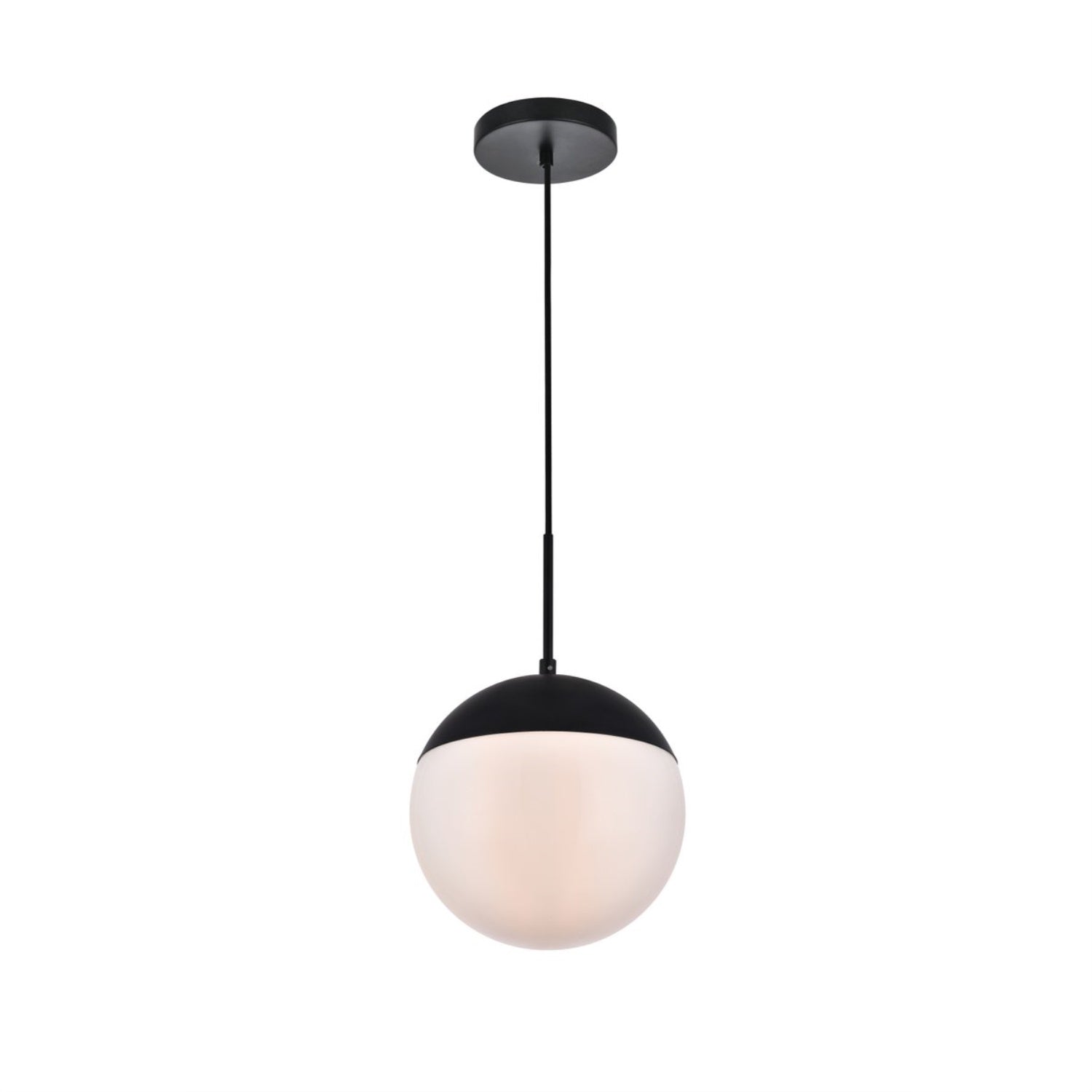 Elegant Lighting Eclipse Black Pendant Light with Frosted White Glass