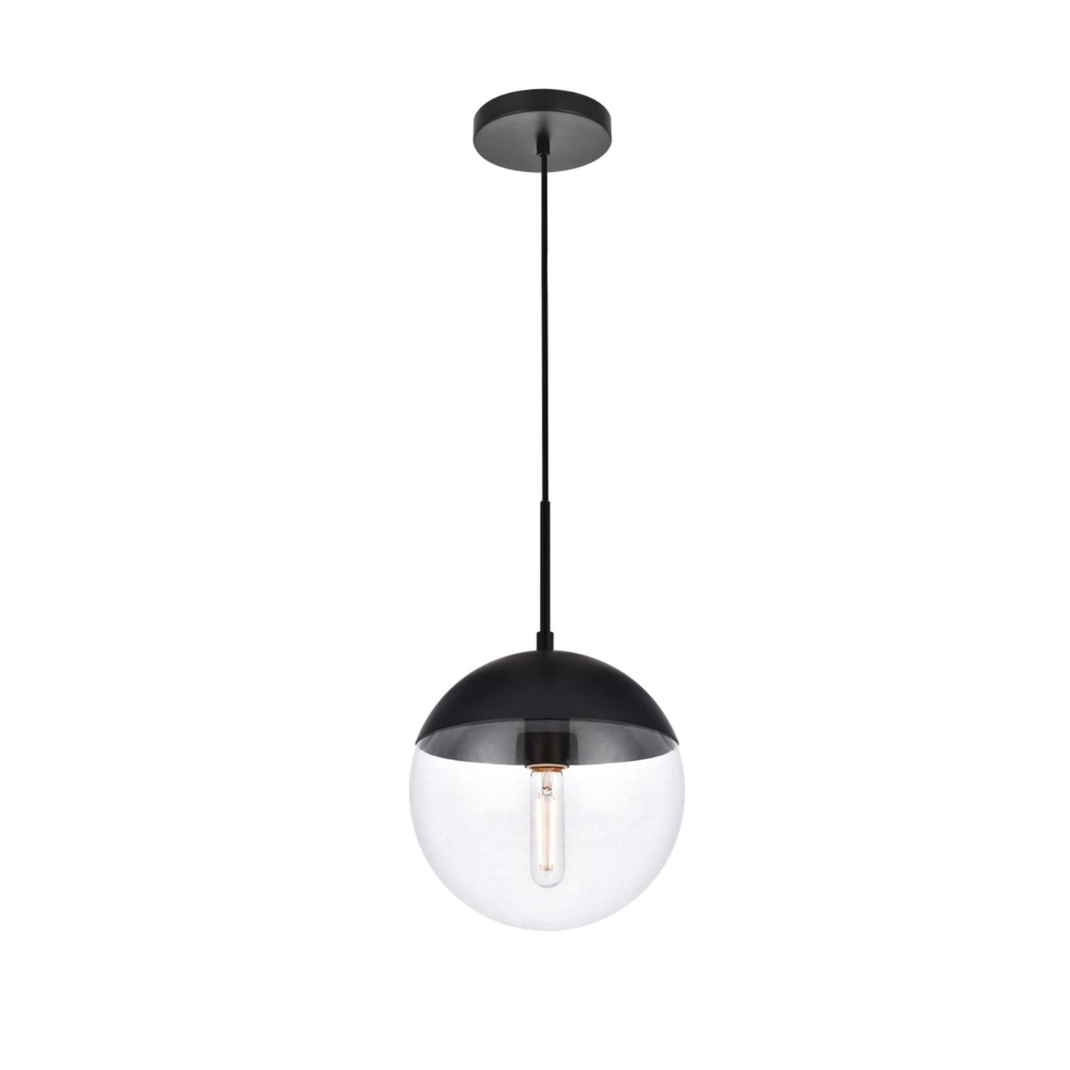 Living District Eclipse Pendant Light, 1-Light, Metal & Glass, Black & Clear, Model LD6033BK