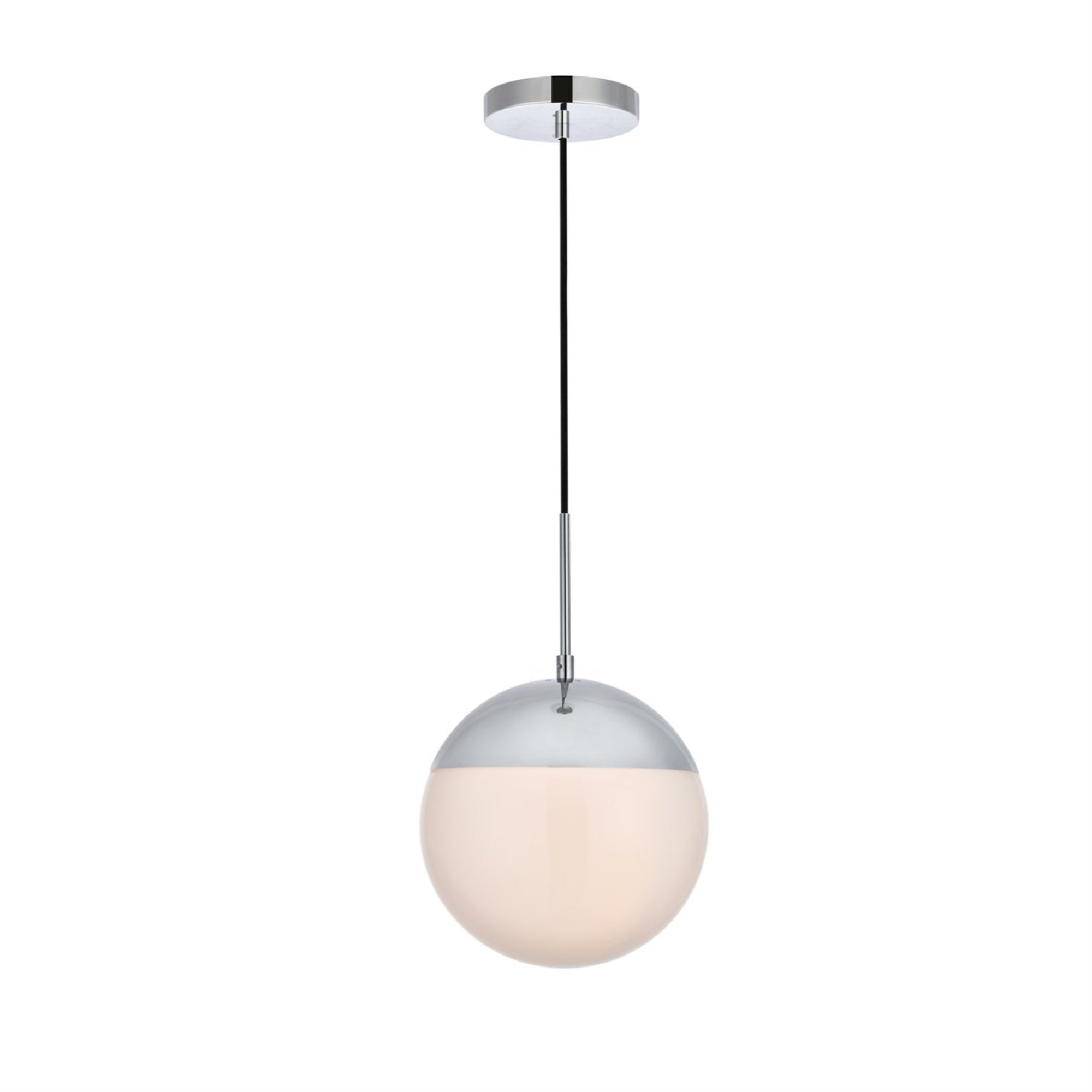 Living District Indoor Modern Home Decorative Bright Ceiling Eclipse 1 Light Chrome Pendant With Frosted White Glass