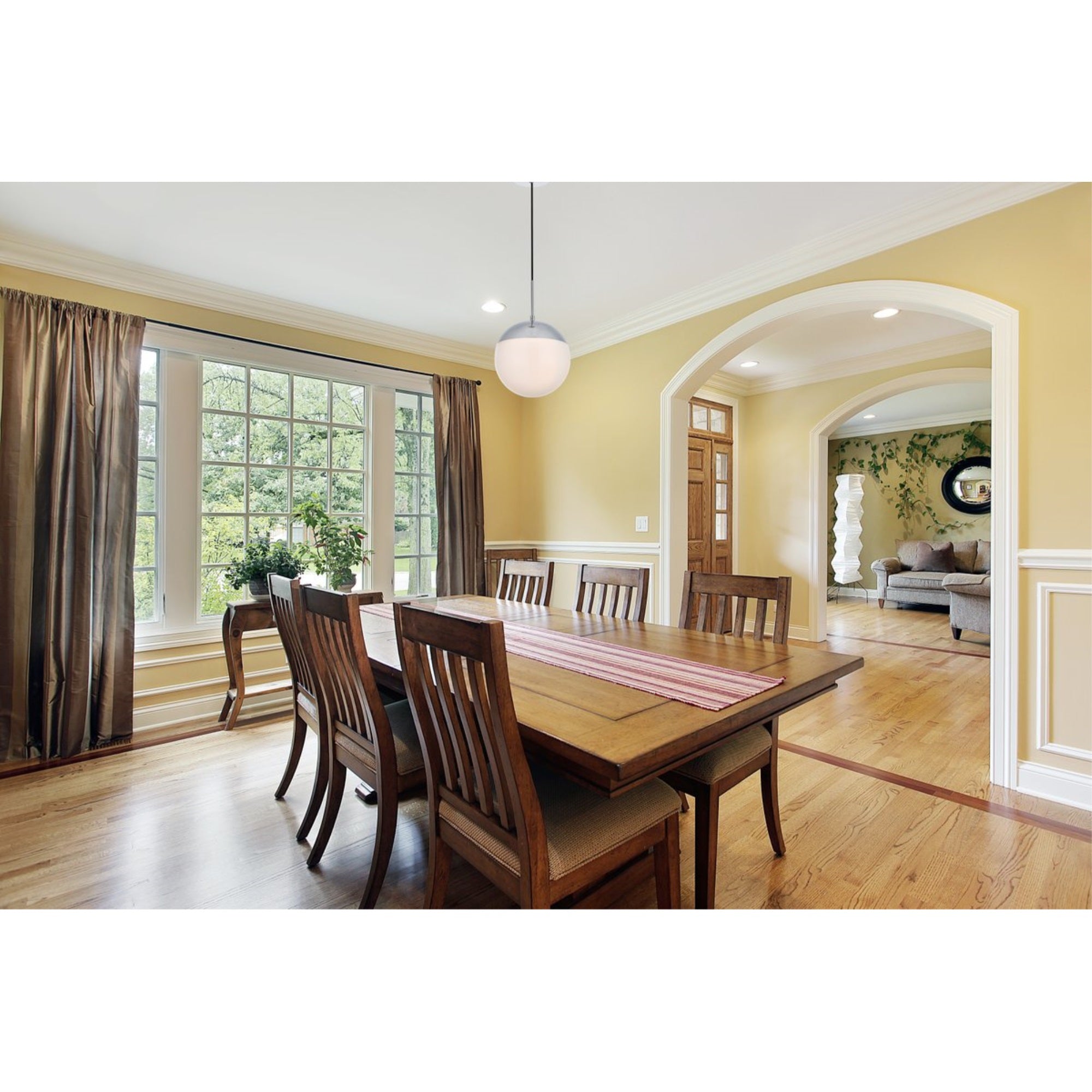 Living District Indoor Modern Home Decorative Bright Ceiling Eclipse 1 Light Chrome Pendant With Frosted White Glass