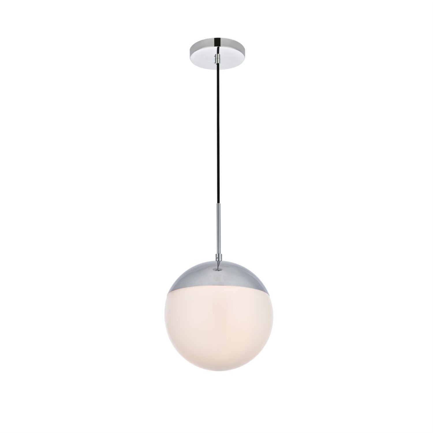 Living District Indoor Modern Home Decorative Bright Ceiling Eclipse 1 Light Chrome Pendant With Frosted White Glass