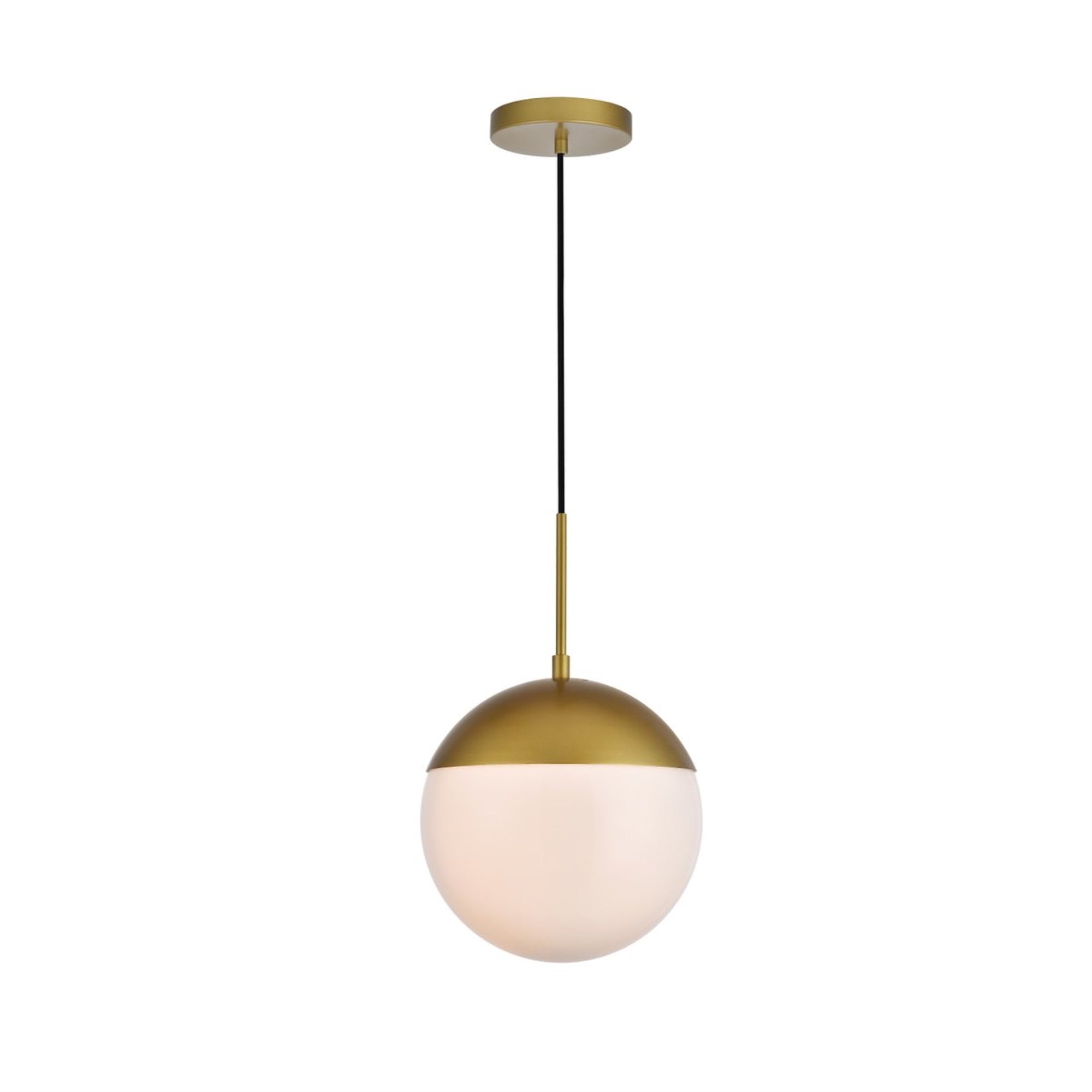Eclipse 1 Light Brass Pendant With Frosted White Glass