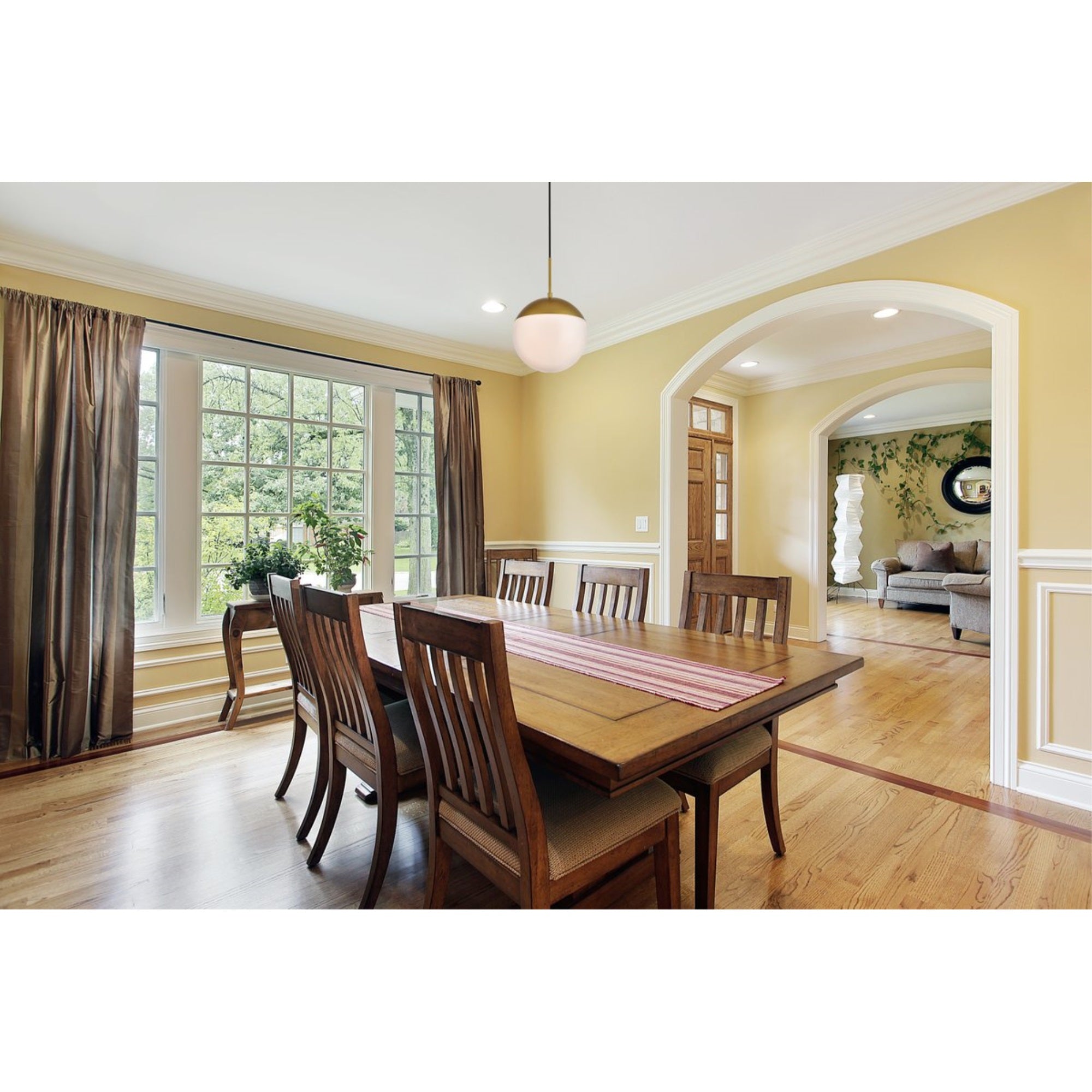 Eclipse 1 Light Brass Pendant With Frosted White Glass