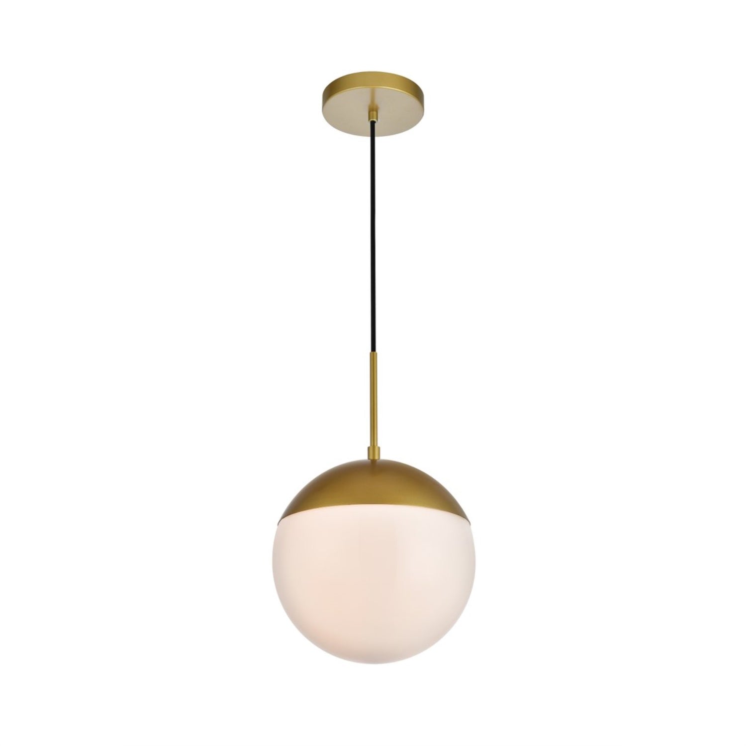 Eclipse 1 Light Brass Pendant With Frosted White Glass