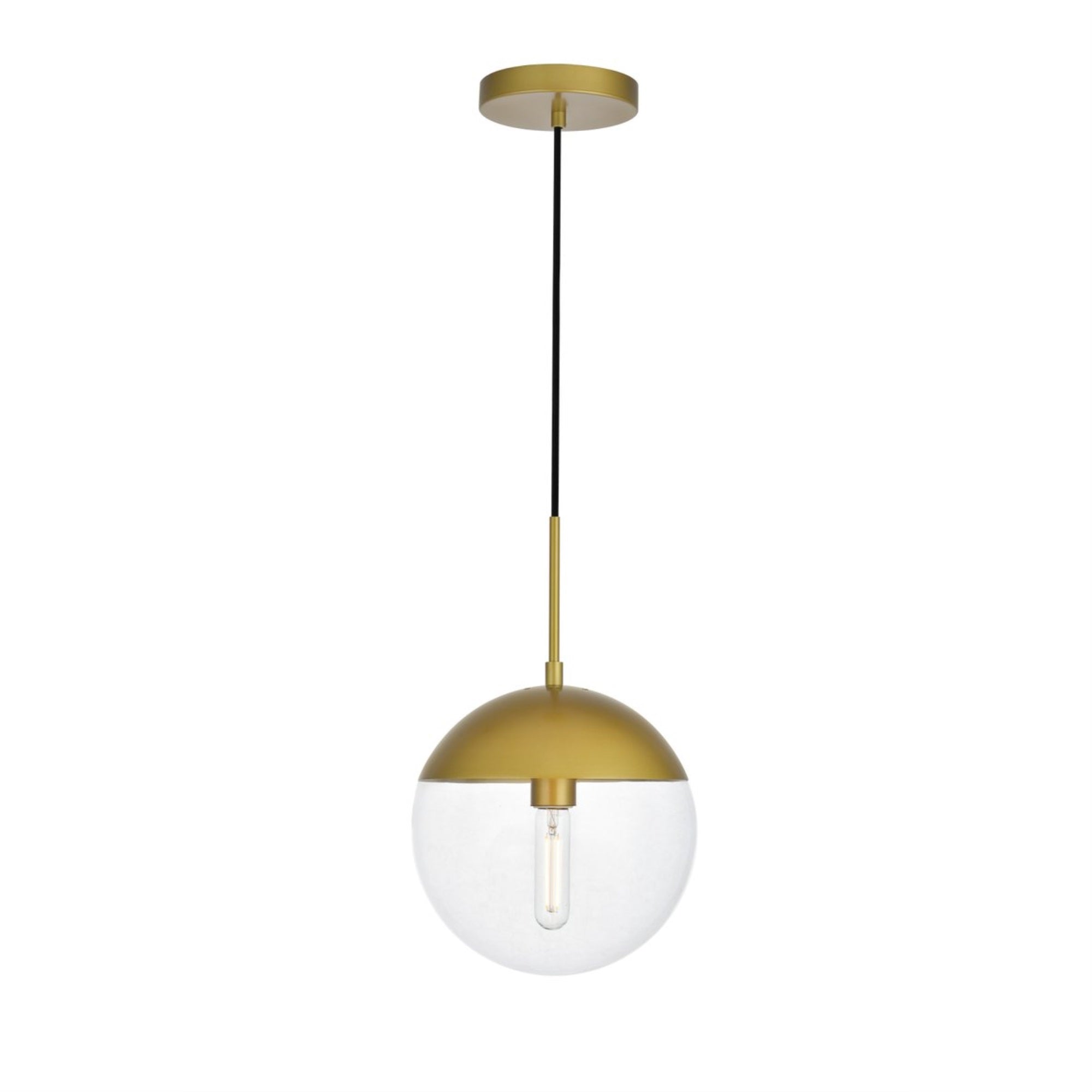Elegant Lighting Eclipse 1 Light Pendant - Brass, Clear Glass