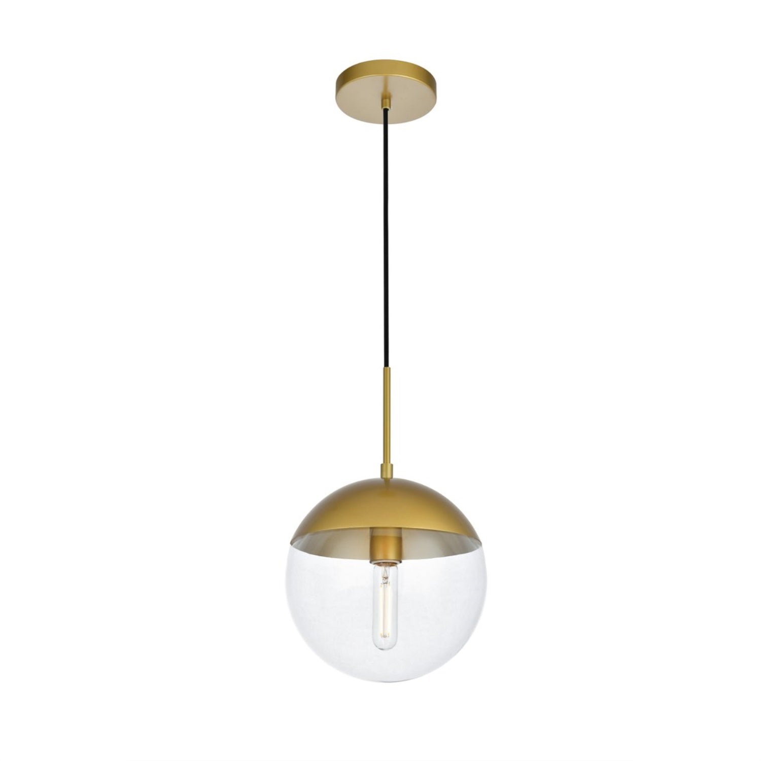 Elegant Lighting Eclipse 1 Light Pendant - Brass, Clear Glass