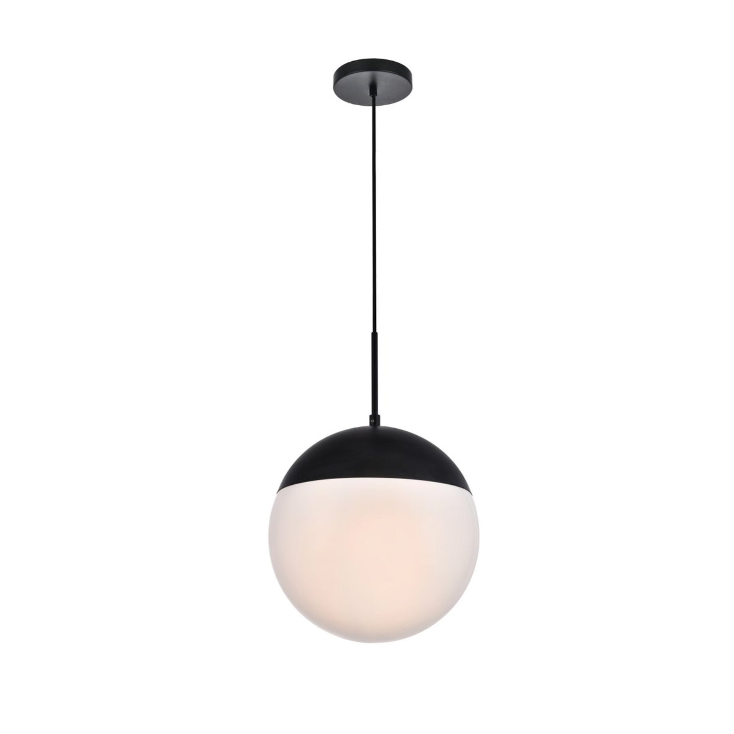 Living District Eclipse 1-Light Metal & Glass Pendant In Frosted White/Black