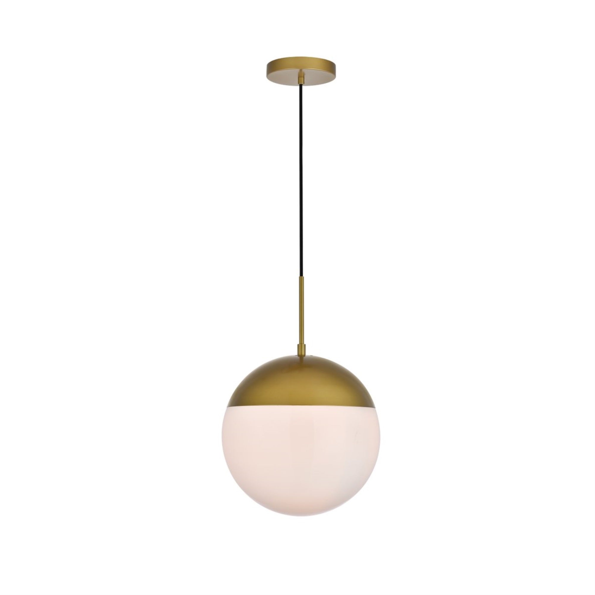 Elegant Lighting Brass/White 1-Light Pendant, Glass & Metal, Modern Ceiling Fixture