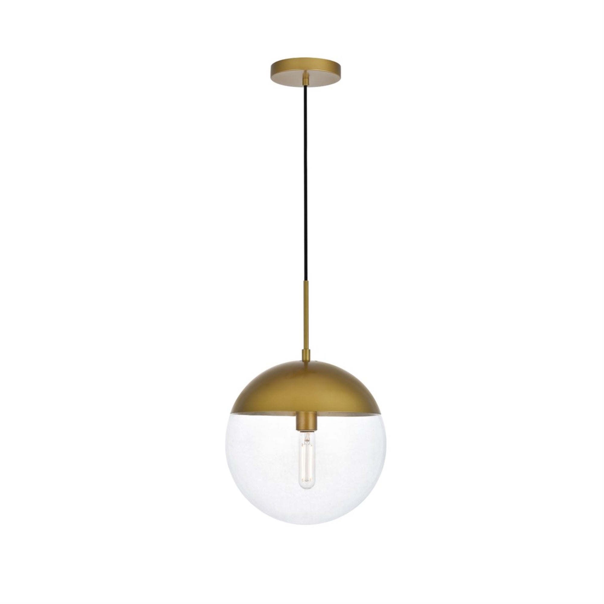 Living District 1-Light Brass & Clear Glass Pendant - Modern Metal Lighting Fixture