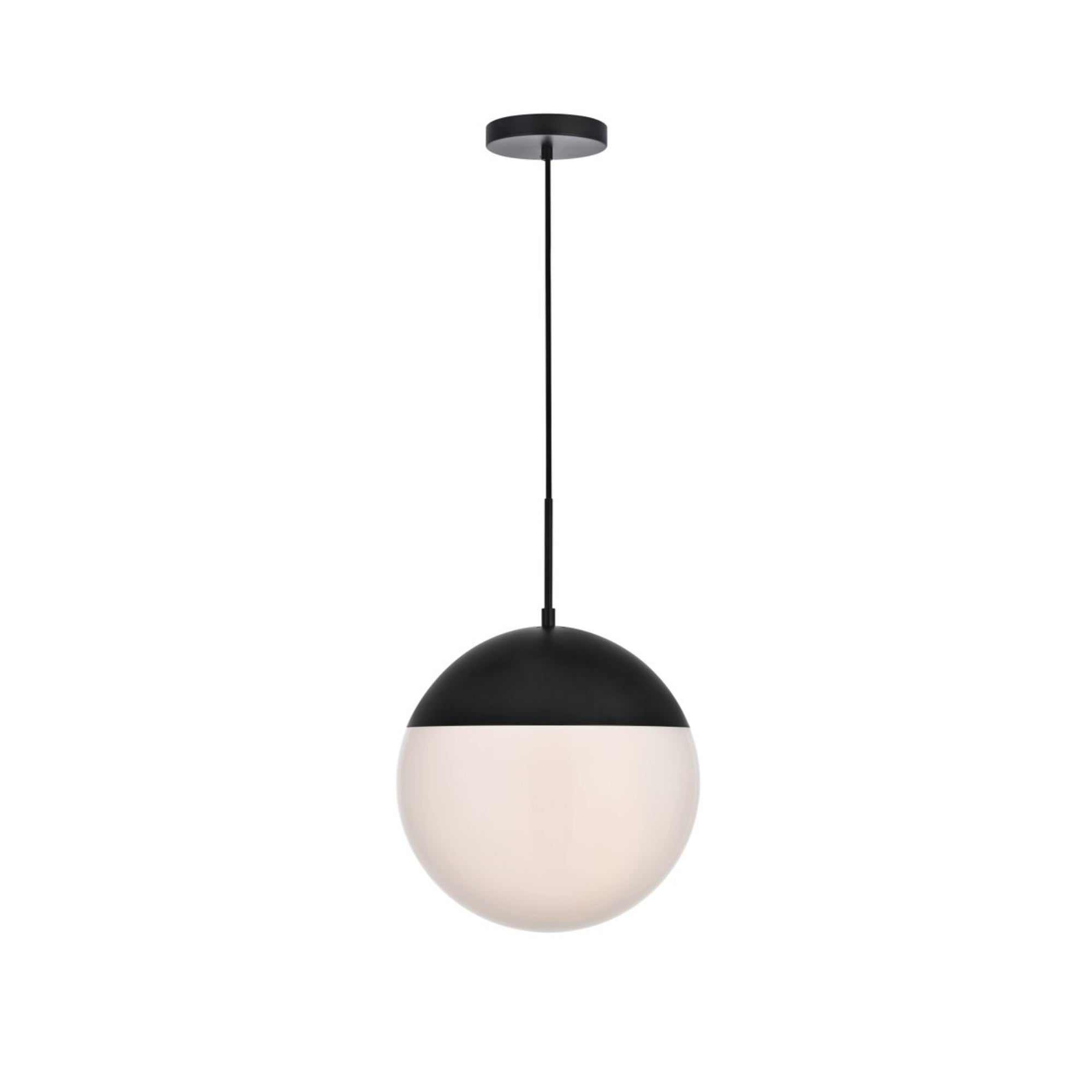 Living District Eclipse 1 Light Black Pendant With Frosted White Glass
