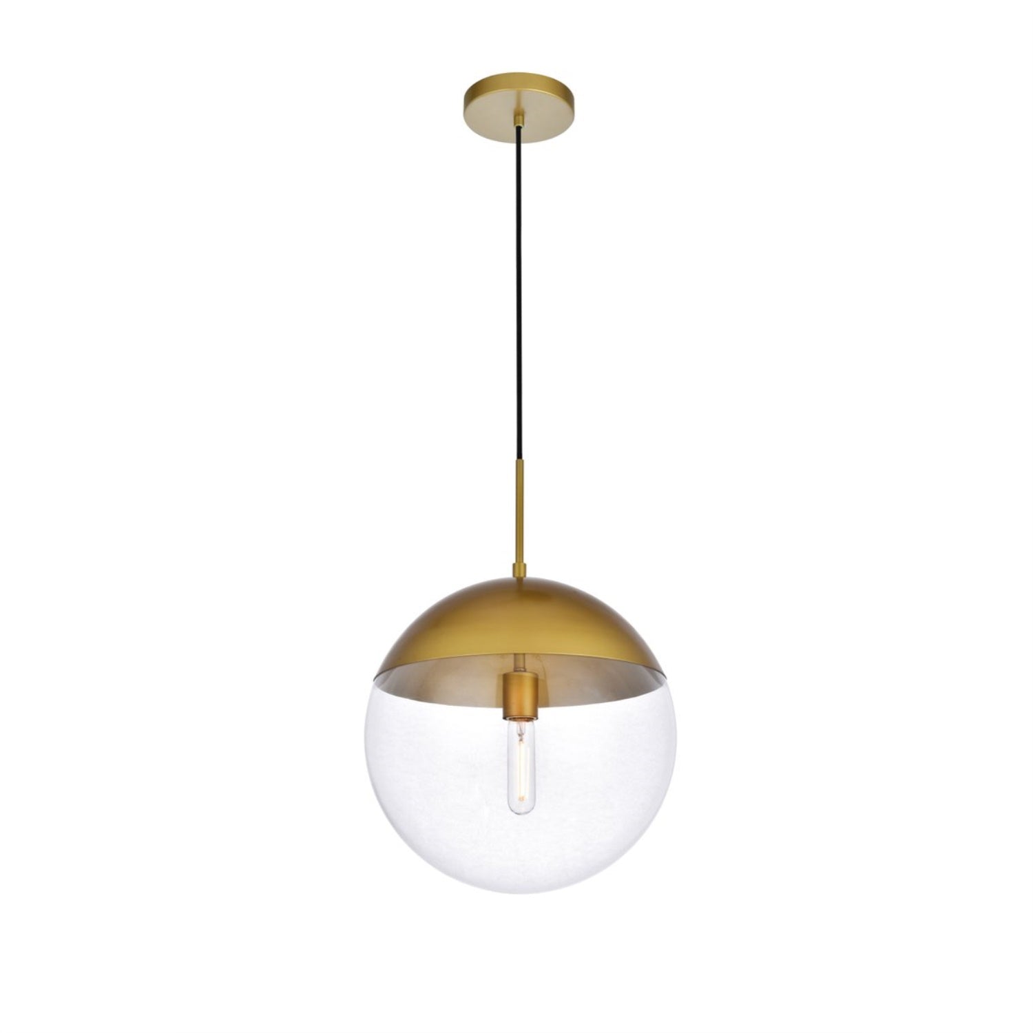 Elegant Lighting 1-Light Metal Pendant, Brass & Clear, Model LD6049BR