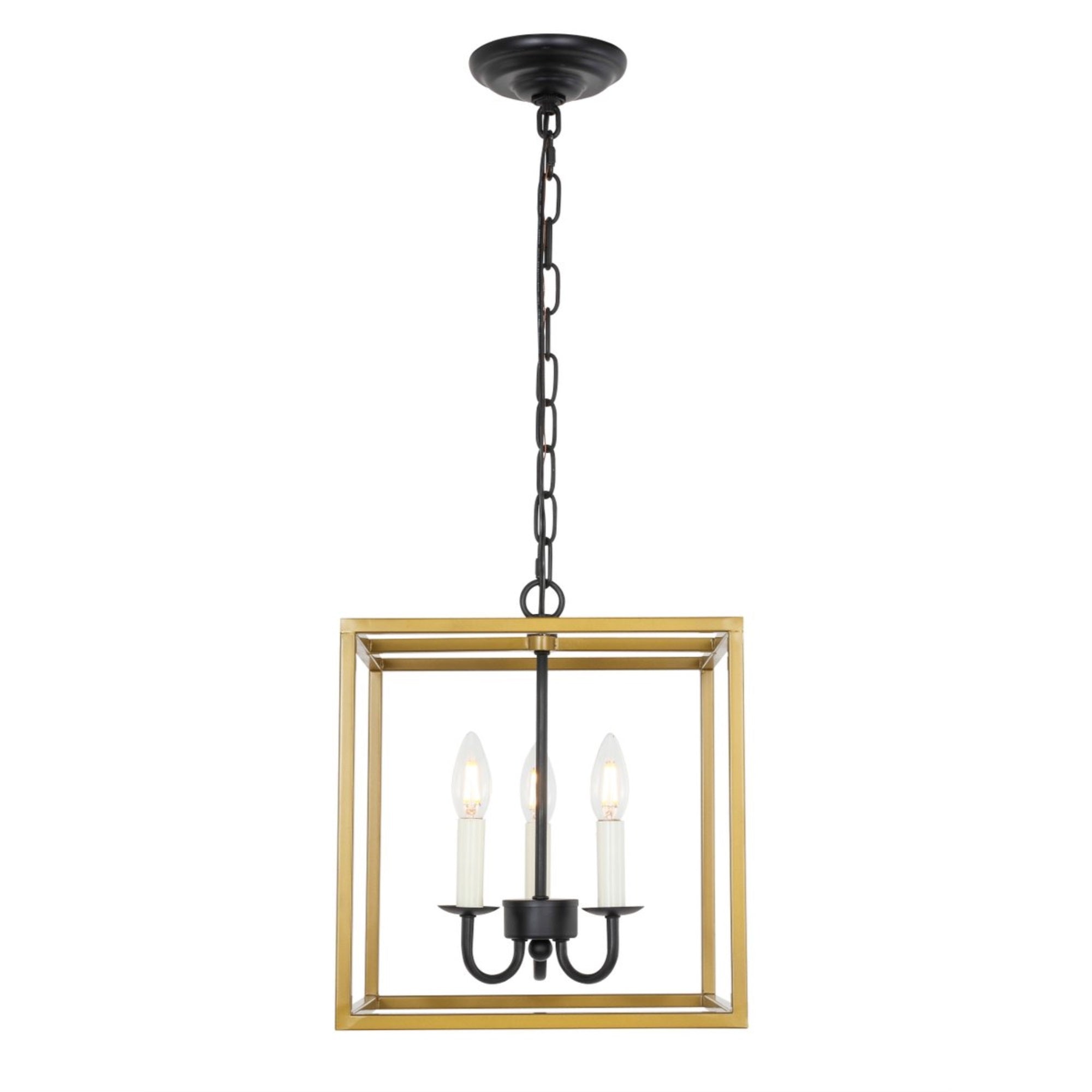 Living District Brass And Black Eclipse 3-Light Pendant Light Fixture