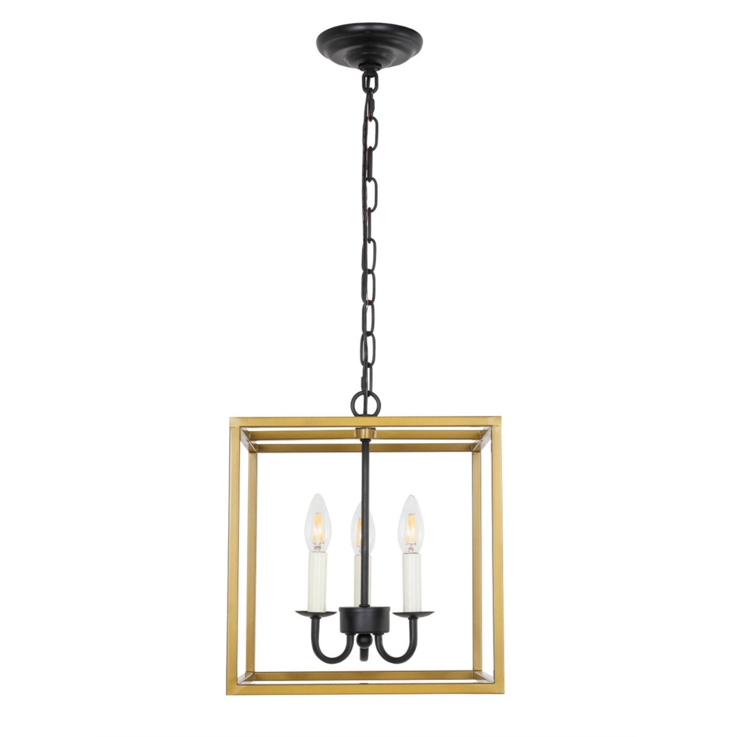 Living District Brass And Black Eclipse 3-Light Pendant Light Fixture
