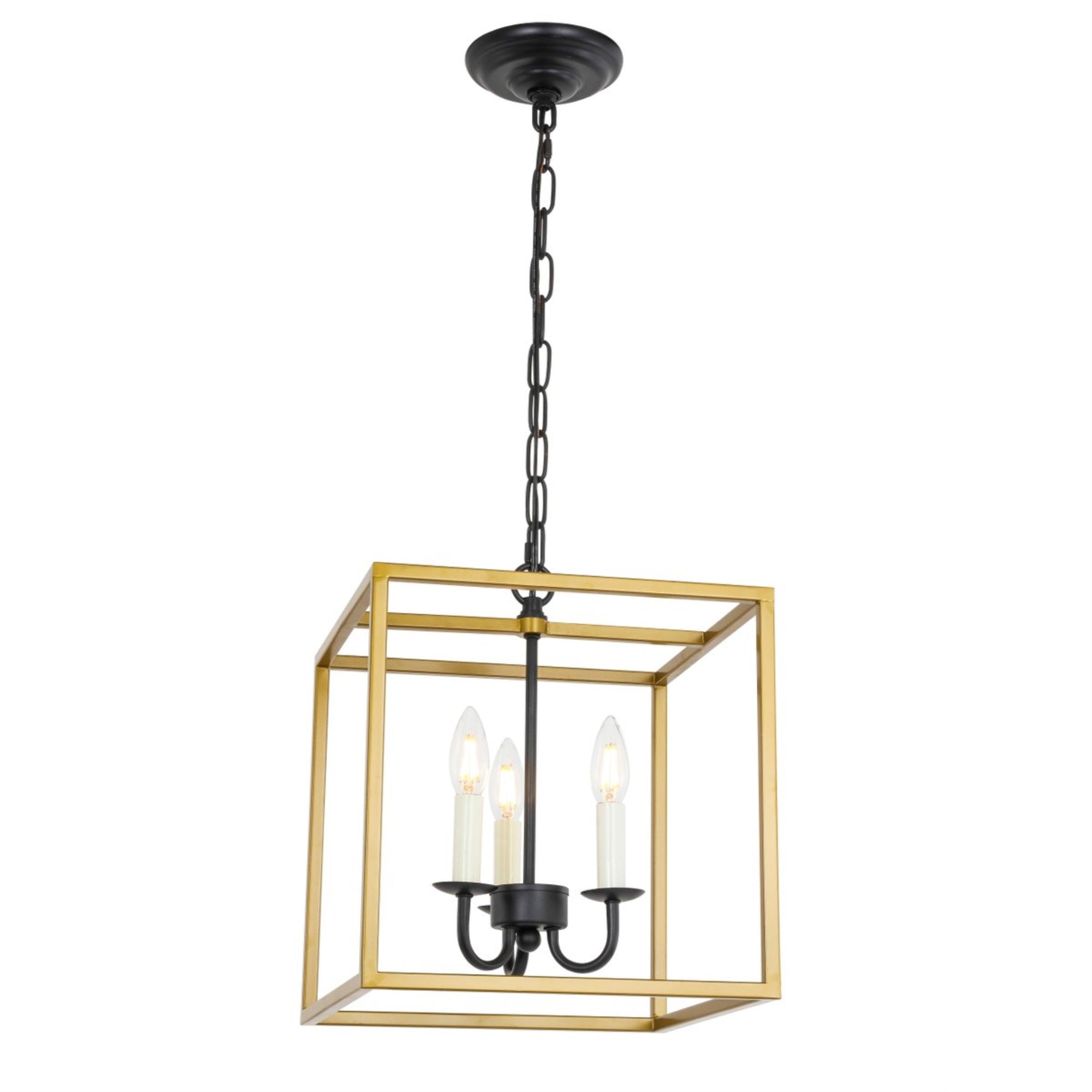 Living District Brass And Black Eclipse 3-Light Pendant Light Fixture