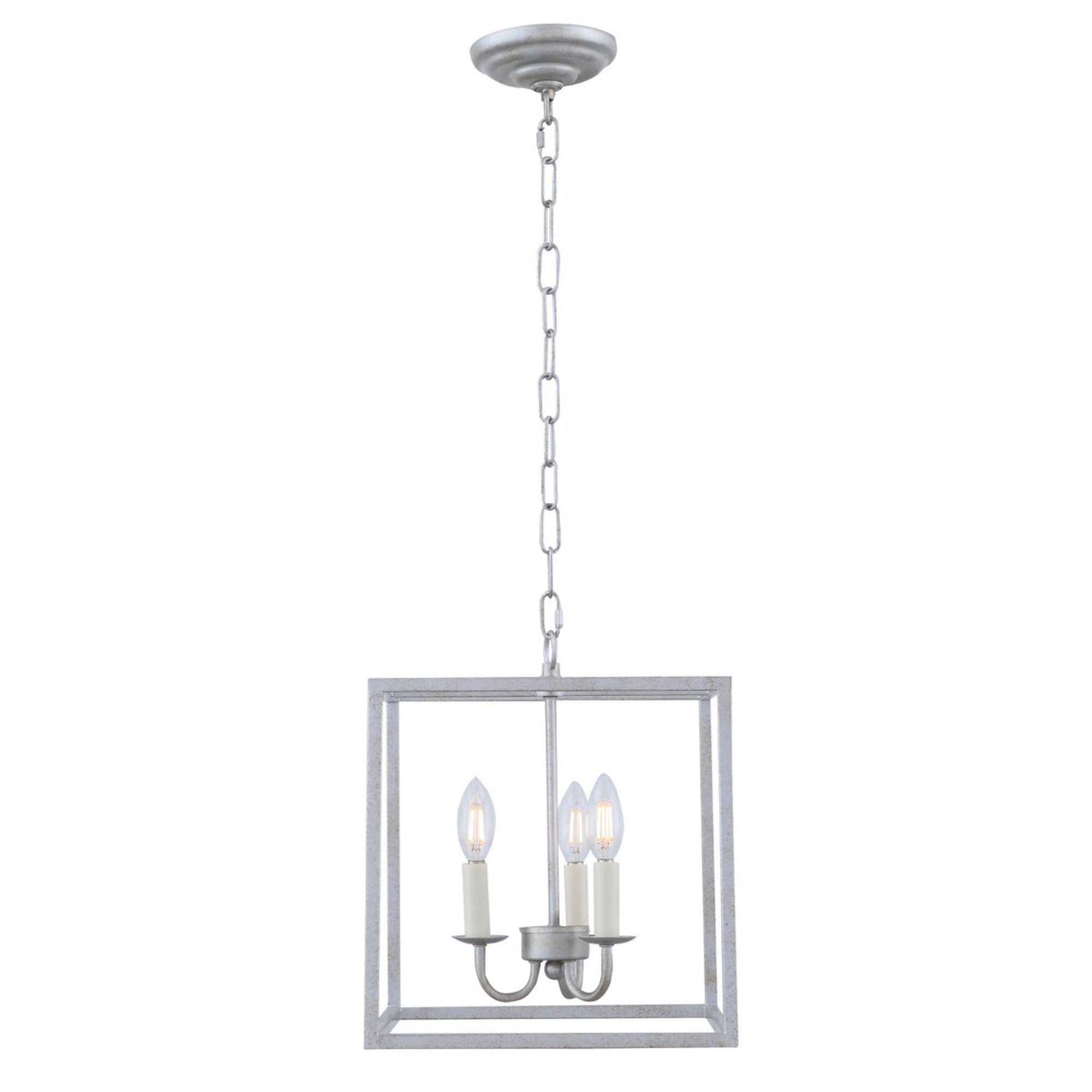 Living District Vintage Silver 3-Light Ceiling Pendant - Modern Home Decor, 12"W X 13.75"H
