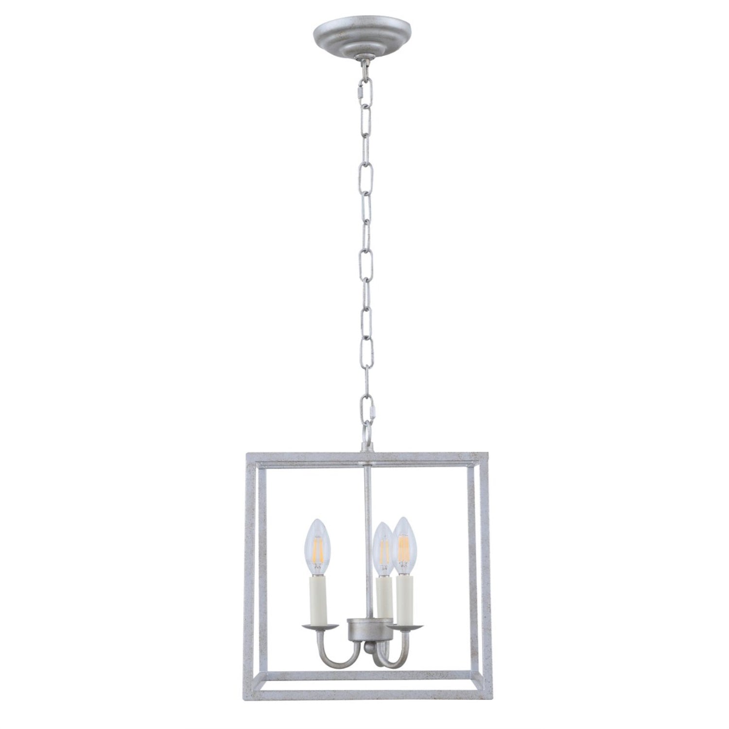 Living District Vintage Silver 3-Light Ceiling Pendant - Modern Home Decor, 12"W X 13.75"H