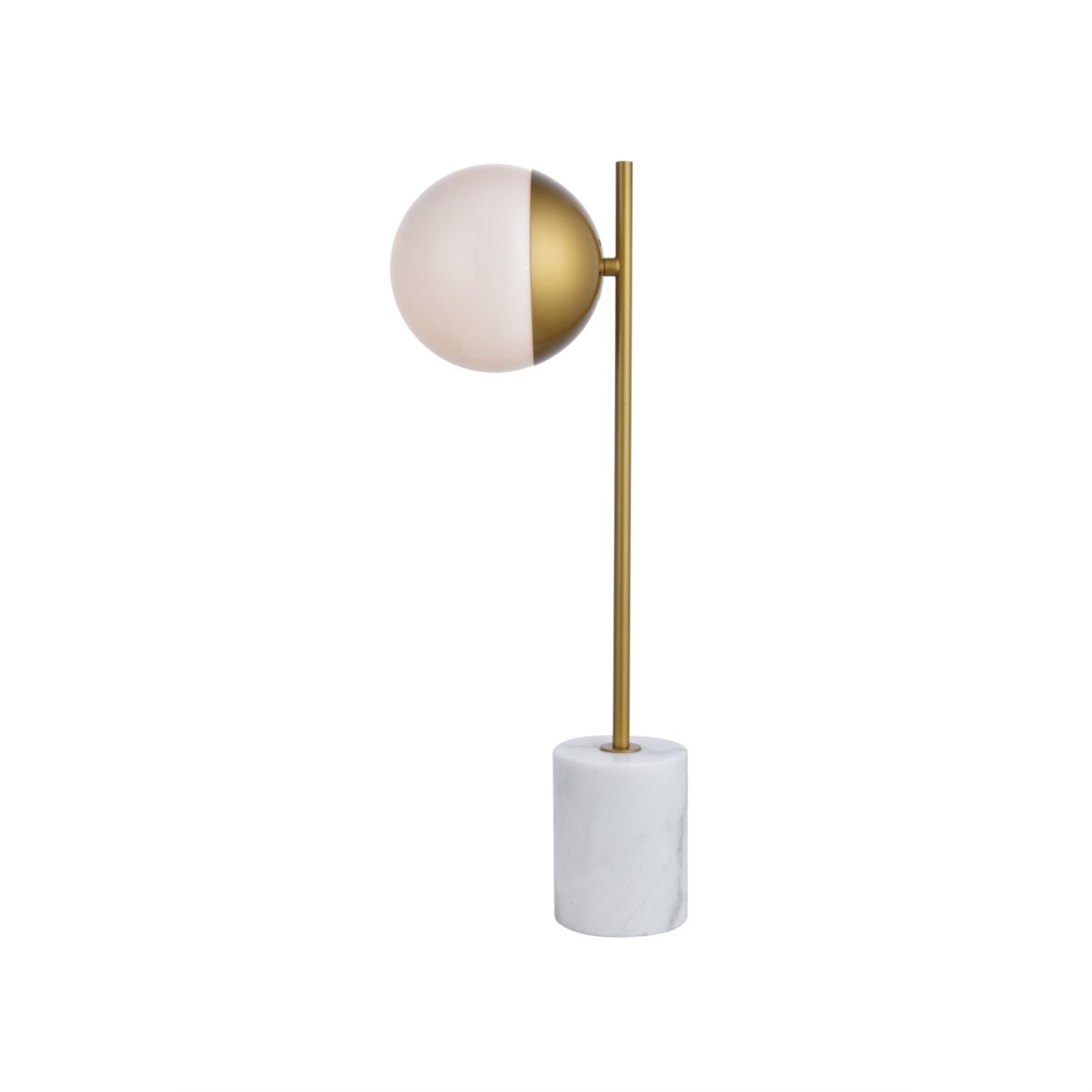 Elegant Lighting Brass Table Lamp, LD6108BR, 1 Light, Frosted White Glass, White/Brass Finish