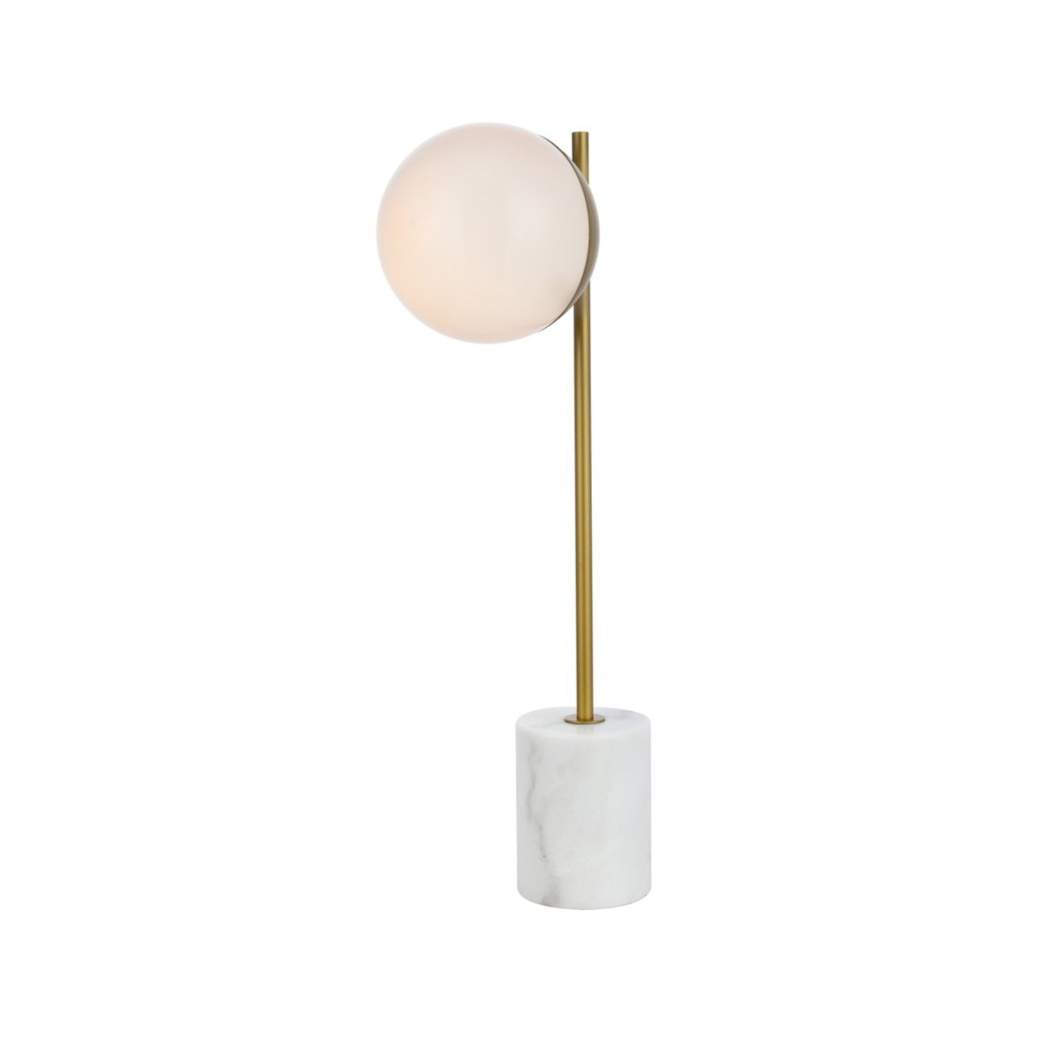 Elegant Lighting Brass Table Lamp, LD6108BR, 1 Light, Frosted White Glass, White/Brass Finish
