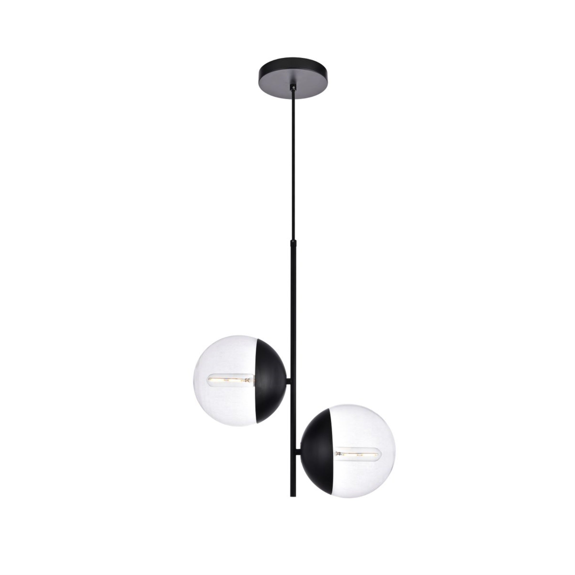 Elegant Lighting Living District Eclipse Pendant Light, Black, Metal, Clear Glass, Model LD6117BK