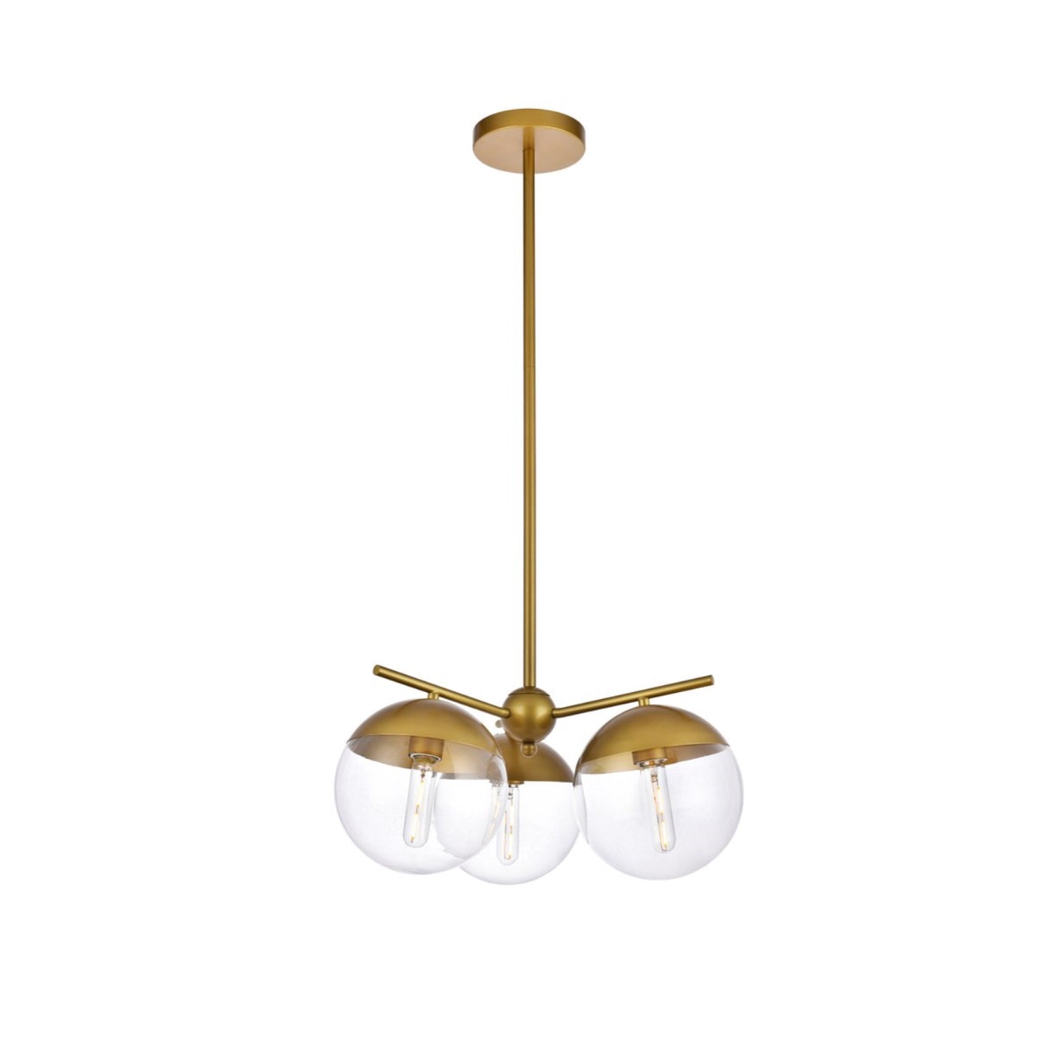 Living District Eclipse 3 Lights Brass Pendant With Clear Glass