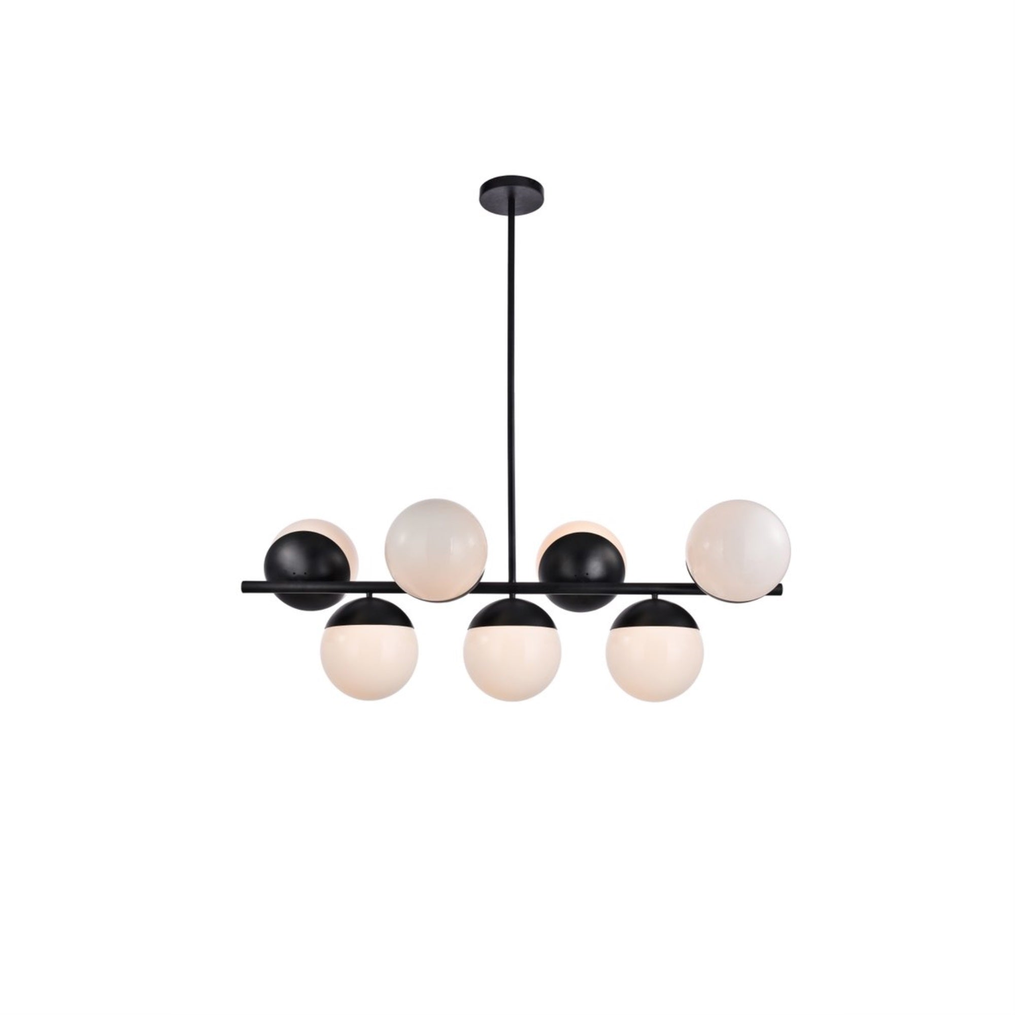 Elegant Lighting 7-Light Pendant Light Metal & Glass Black/Frosted White LD6134BK
