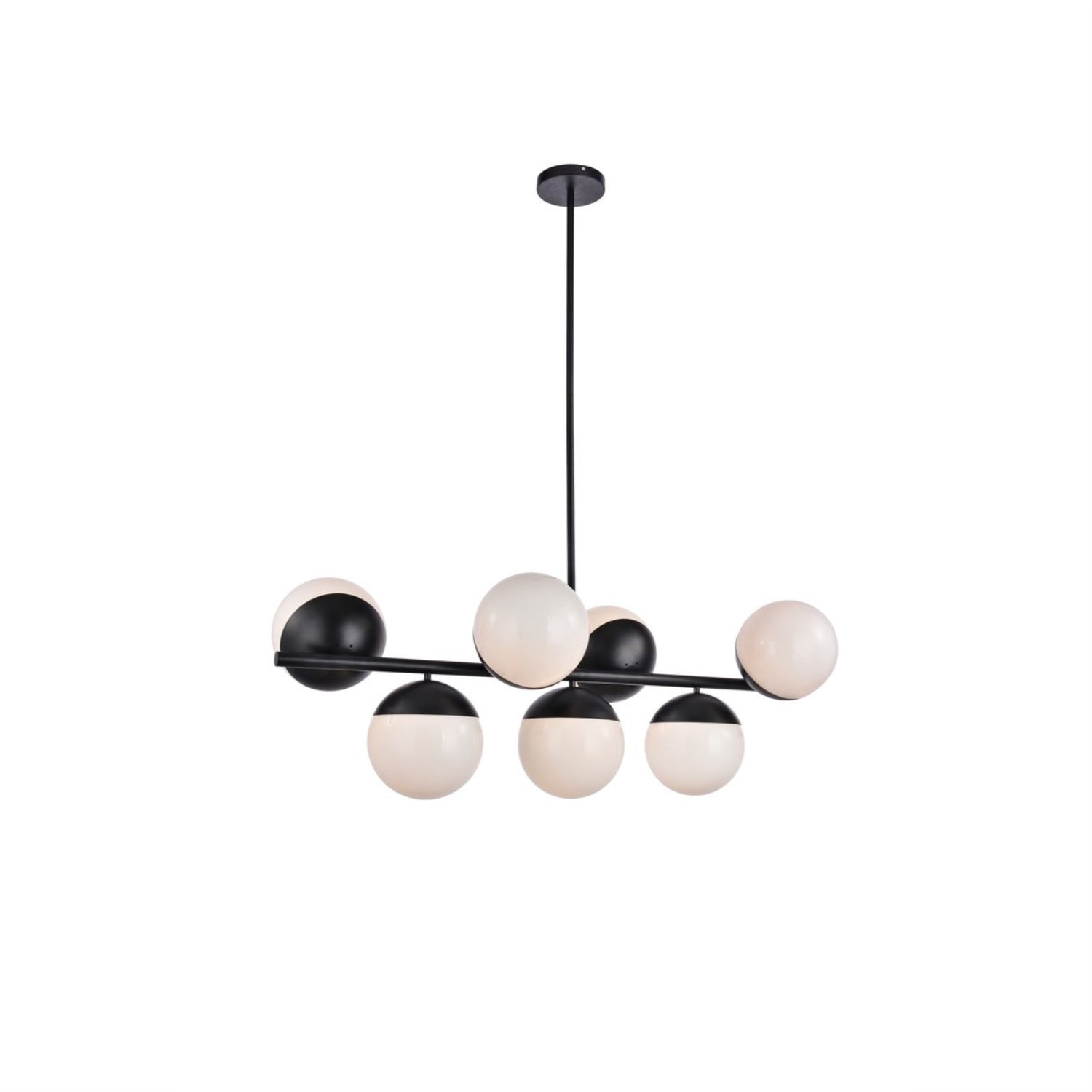Elegant Lighting 7-Light Pendant Light Metal & Glass Black/Frosted White LD6134BK