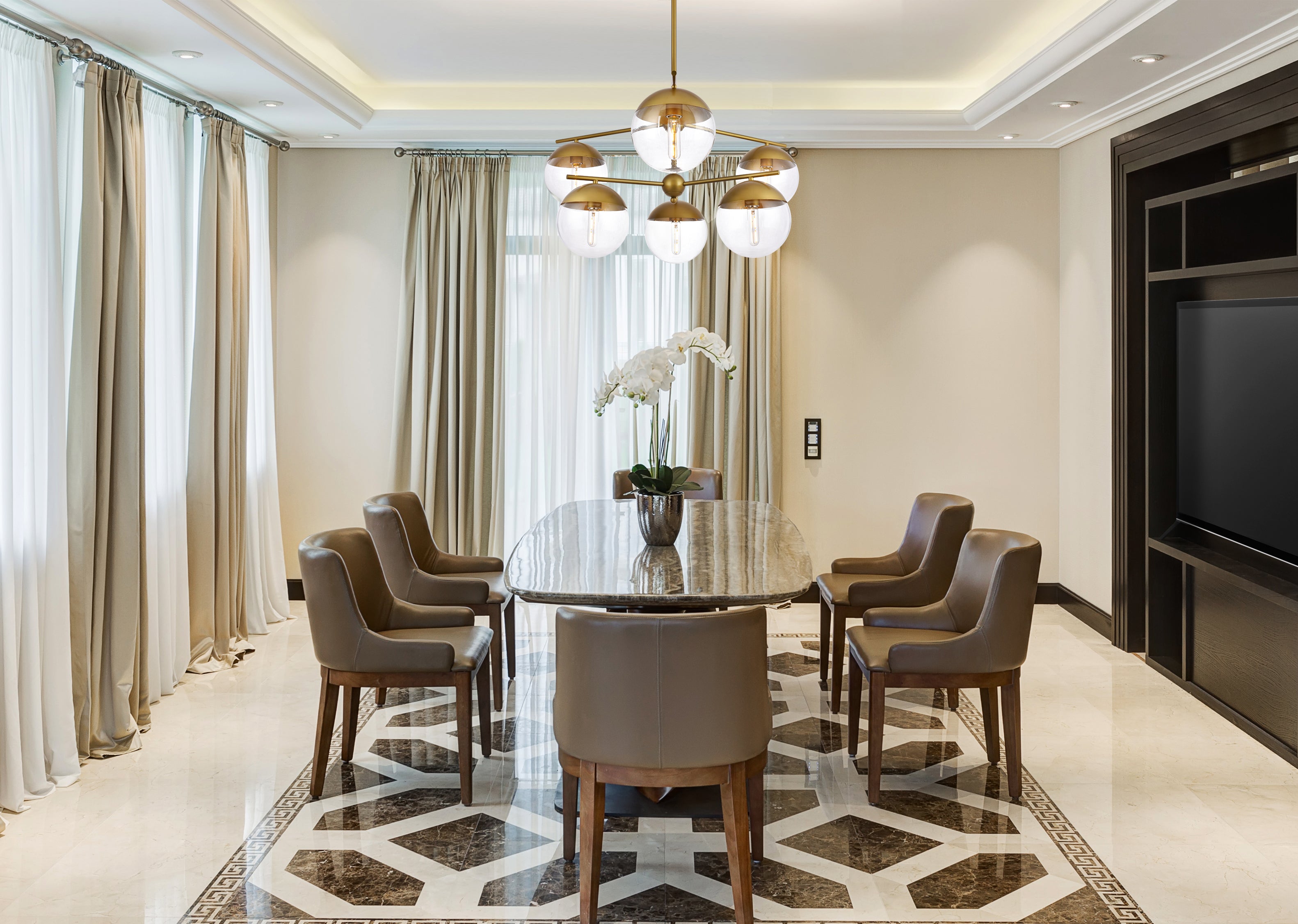 Elegant Lighting Living District Eclipse Brass Pendant Light, Clear Glass, Model LD6145BR