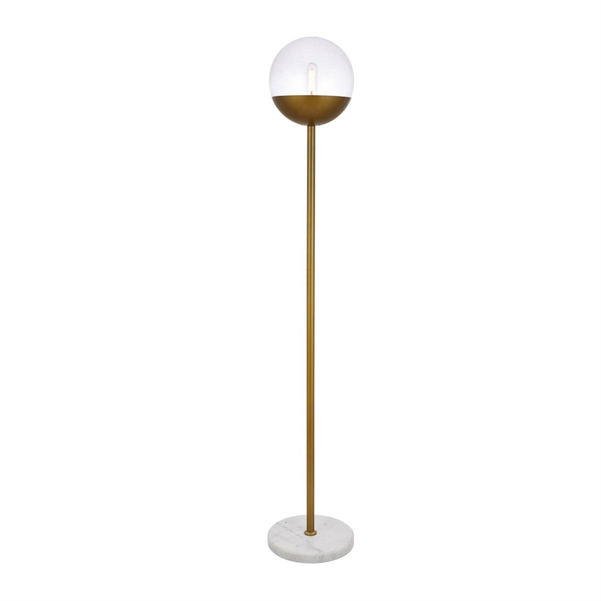Elegant Lighting Brass Floor Lamp, LD6151BR, 1 Light, Clear Glass, Modern Design