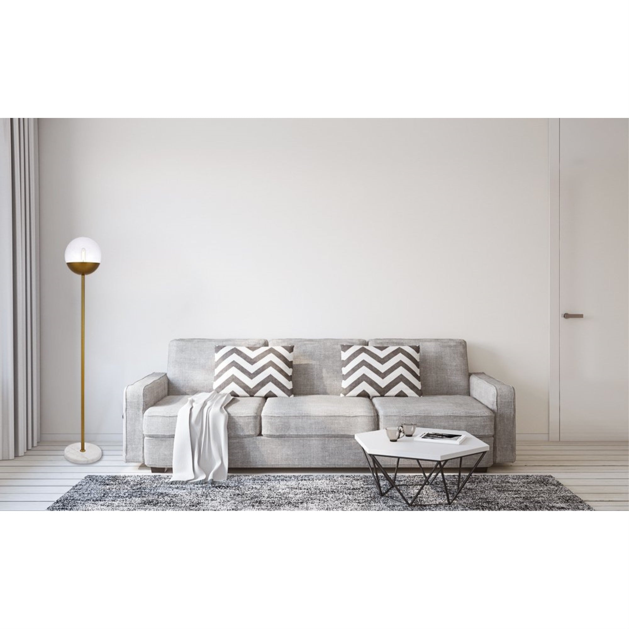 Elegant Lighting Brass Floor Lamp, LD6151BR, 1 Light, Clear Glass, Modern Design