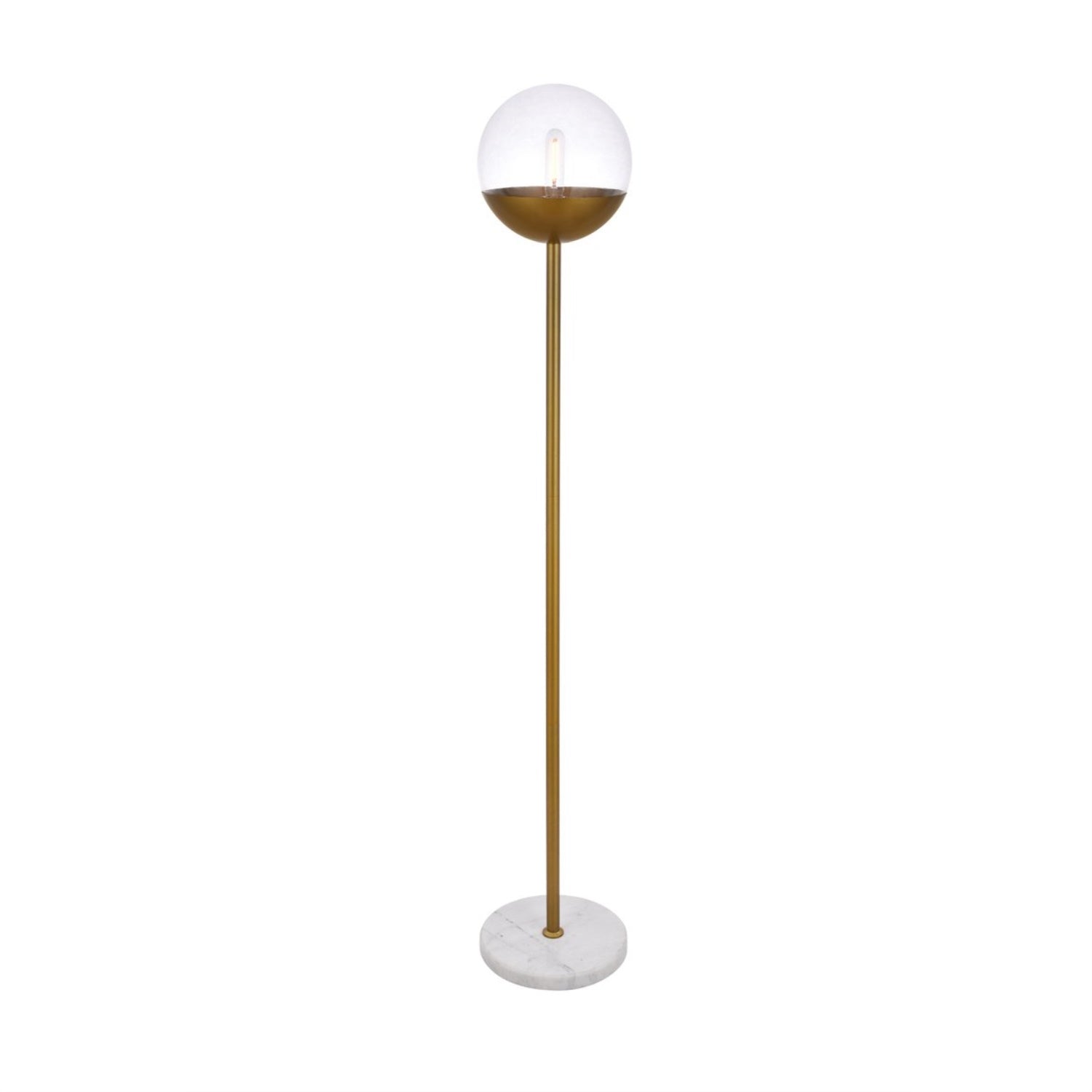 Elegant Lighting Brass Floor Lamp, LD6151BR, 1 Light, Clear Glass, Modern Design