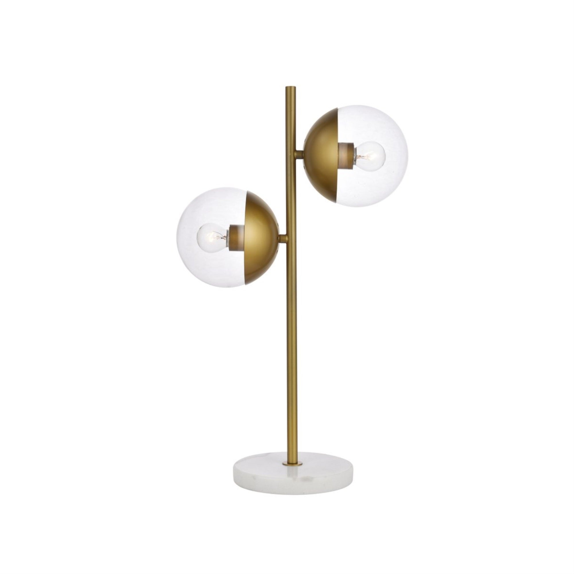 Eclipse 2 Lights Brass Table Lamp With Clear Glass