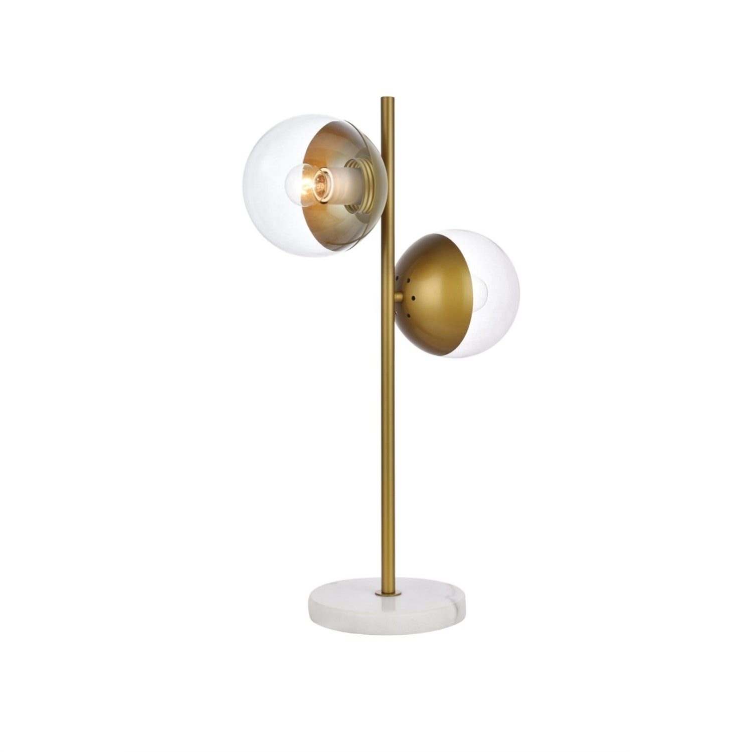 Eclipse 2 Lights Brass Table Lamp With Clear Glass