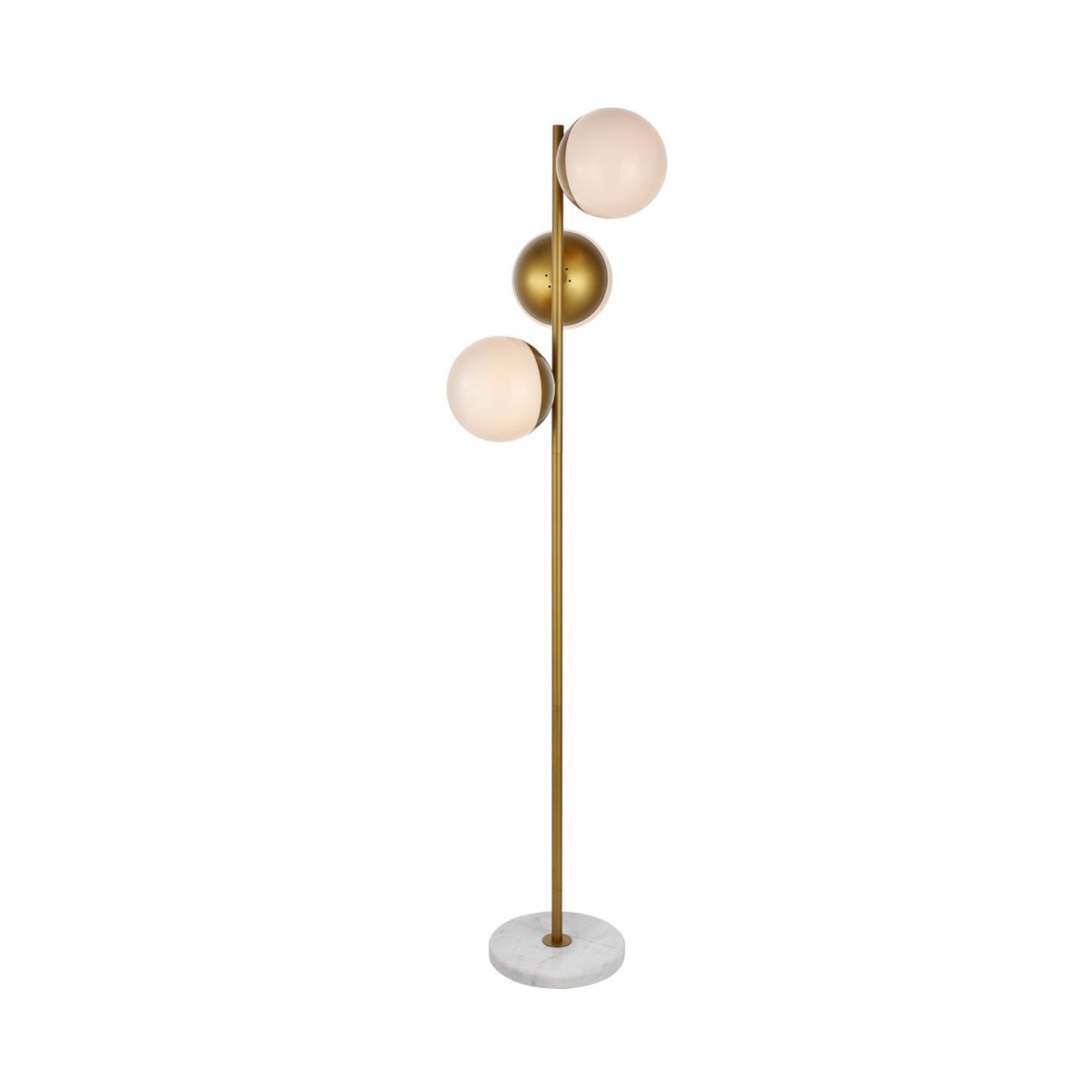 Living District Eclipse 3-Light Metal & Glass Floor Lamp In Brass/Frosted White