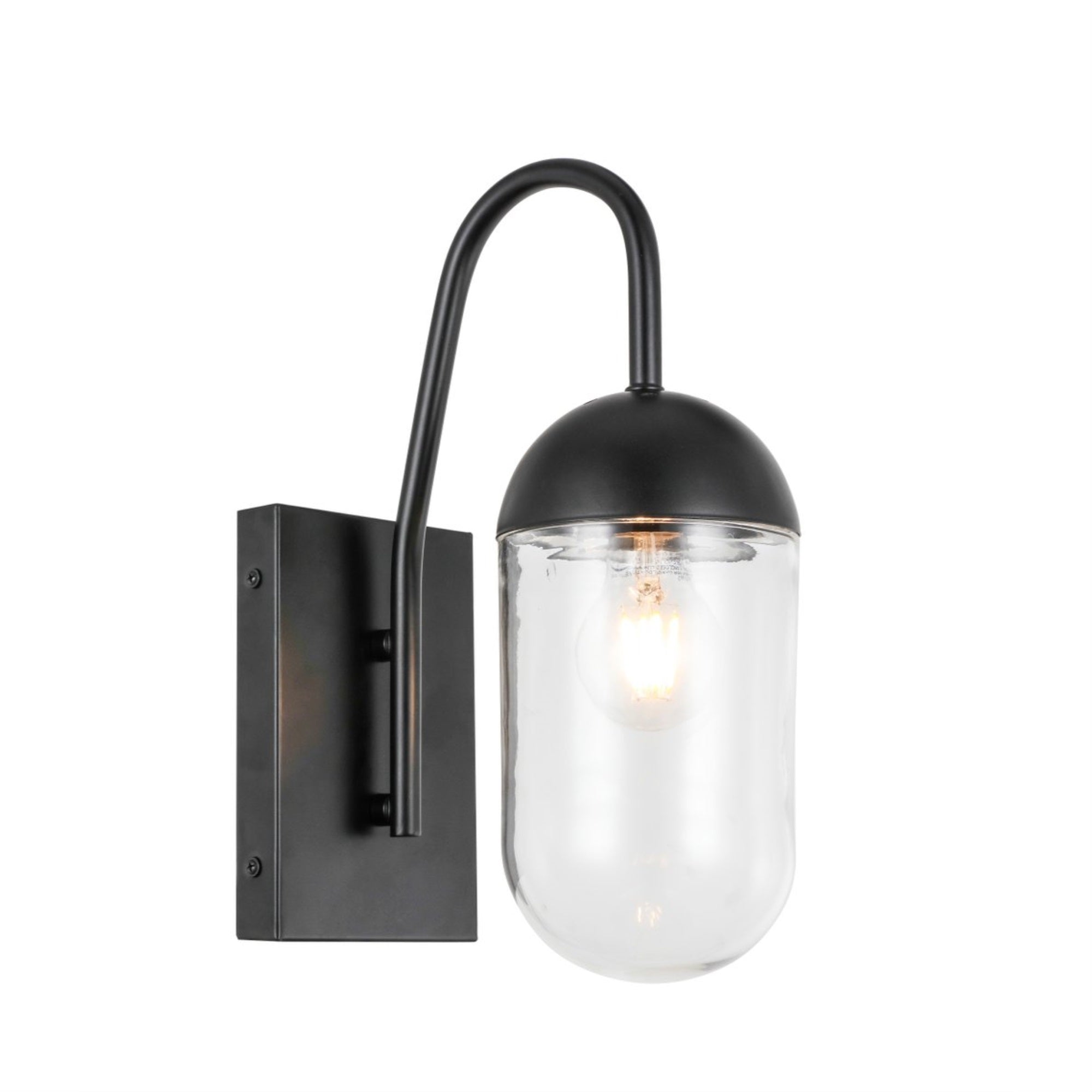 Living District Black And Clear Glass Wall Sconce, 1 Light Modern Ceiling Fixture