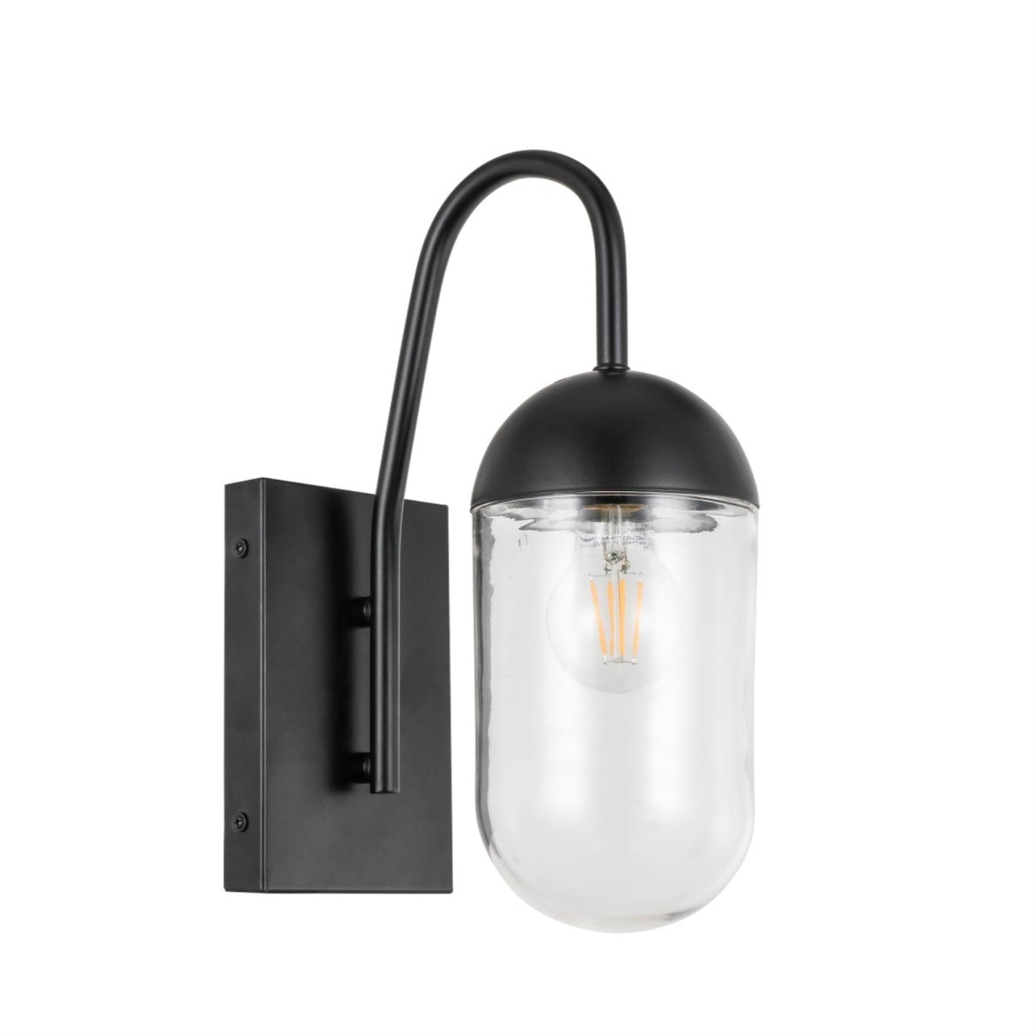 Living District Black And Clear Glass Wall Sconce, 1 Light Modern Ceiling Fixture